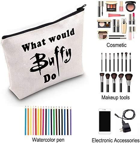 BAUNA Vampire Lover Gift - Buffy Inspired Zipper Pouch Makeup Bag for Travel & Cosmetics | Gothic Toiletry Organizer for Vampire Fans | Perfect for Conventions, Halloween & Daily Use
