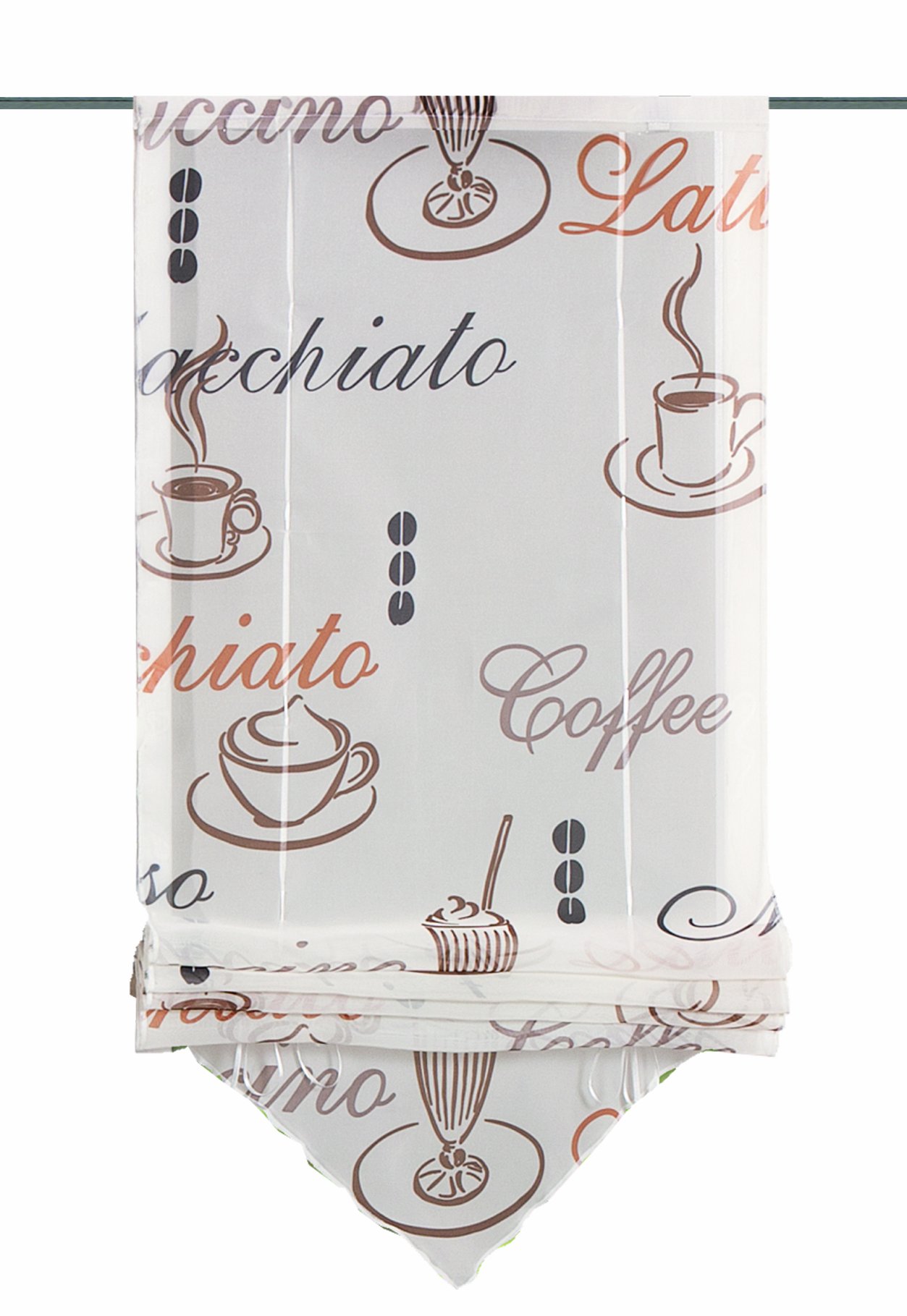 57132-802 Roman Blind Window Shade - Printed Voile Cafe Curtain 55 x 31 Inches (140 x 80cm) Cream - Elegant Window Covering for Living Room, Bedroom & Kitchen