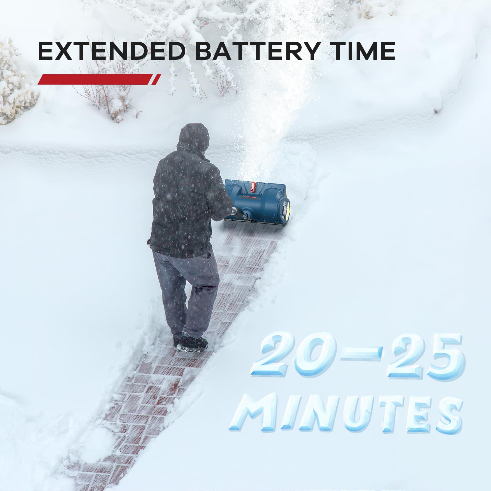 20V Cordless Snow Shovel - 12-Inch Battery Powered Snow Blower with 4-Ah Battery & Quick Charger, Adjustable Front Handle & Directional Plate - Perfect for Driveways, Sidewalks & Home Winter Maintenance