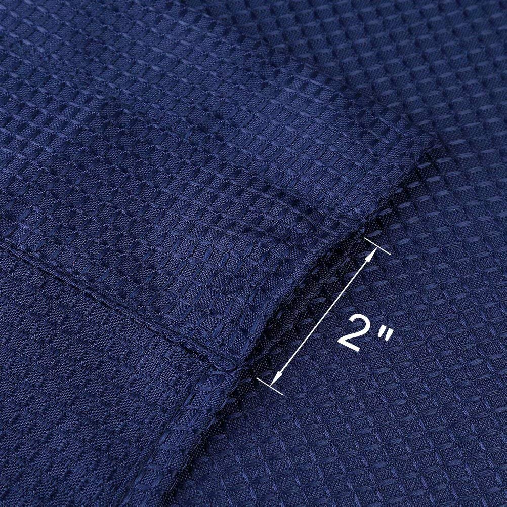Waterproof Waffle Woven Half Window Curtains for Bathroom & Kitchen - Navy Blue Set of 2 (30