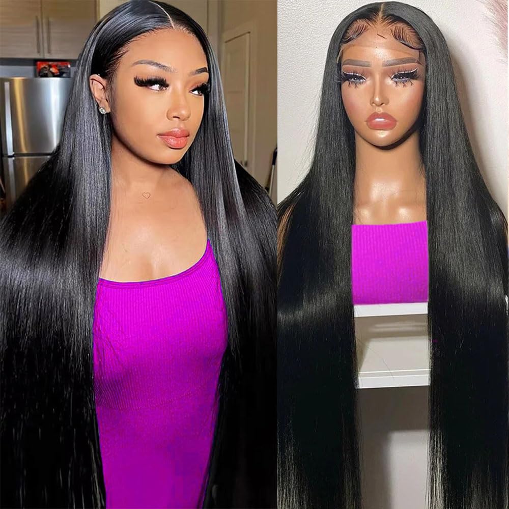 30 Inch 13x6 HD Lace Front Human Hair Wigs - Pre Plucked Straight Glueless Wig 200% Density for Women | Natural Look for Daily Wear, Parties & Special Occasions