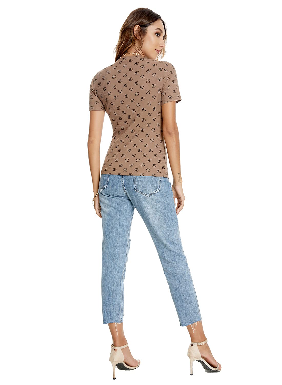 ATNLEWHI Women's Basic Round Neck Short Sleeve Stretchy Slim Fit Solid T-Shirt - Casual Everyday Wear, Workout & Layering Essential