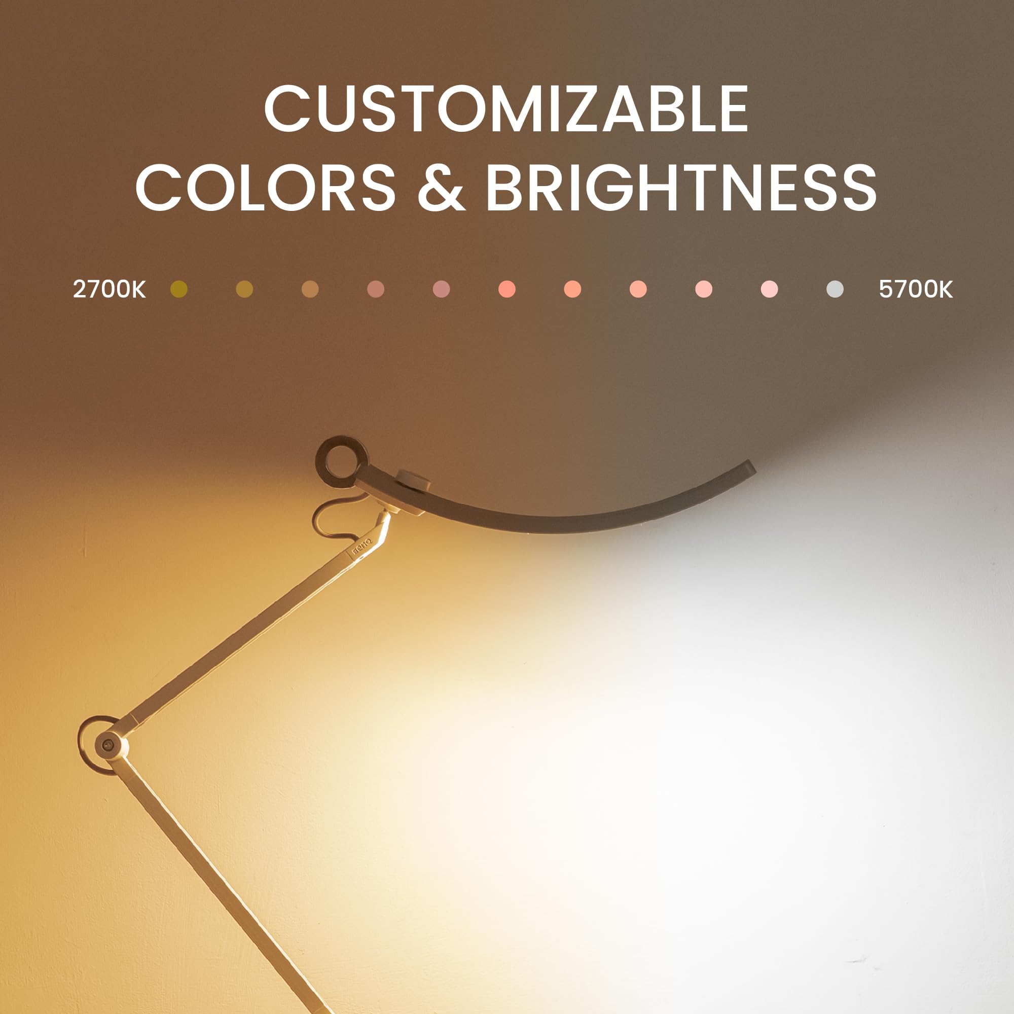 BenQ e-Reading LED Desk Lamp - Eye-Caring Adjustable Task Light for Home Office, Reading & Studying | Ultra-Wide Bright Dimmable Lighting with 13 Color Temperature Modes | Flexible Arm & Matte Gold Finish | Perfect for Night Reading, Remote Work & Craft Projects