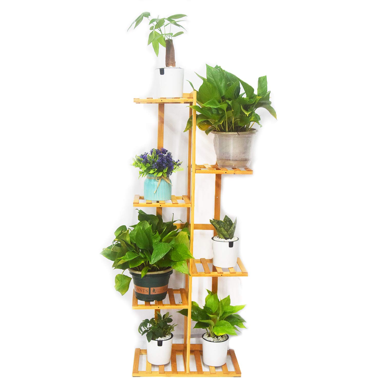 SweetRoom 6-Tier Bamboo Plant Stand - Tall Indoor Outdoor Plant Shelf for Potted Plants - Perfect for Living Room, Garden, Patio, Balcony & Yard Decor - Sturdy Ladder Design for Multiple Plants (Natural Finish)