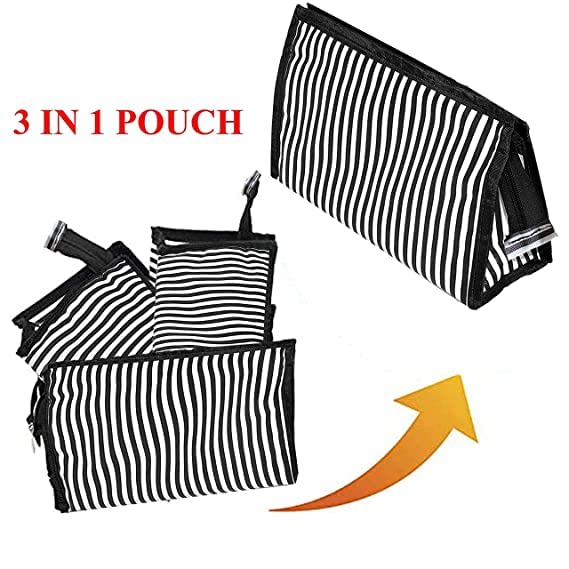 Premium Cosmetic Bag Set for Men & Women - Waterproof Travel Toiletry Organizer with Zippered Pouch, Makeup Storage Case (Black, 9.6x4.1x5.9 inches) - Perfect for Gym, Business Trips & Vacation Essentials