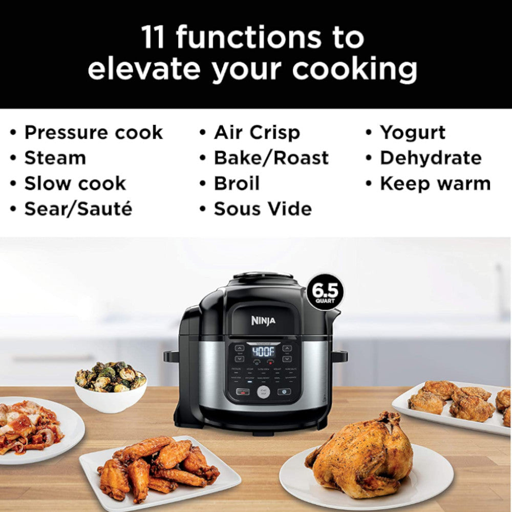 NINJA Foodi 11-in-1 Pro 6.5 qt. Pressure Cooker & Air Fryer Combo | Certified Refurbished with Home Essentials Warranty (FD302) | Perfect for Quick Meals, Healthy Cooking & Family Dinners