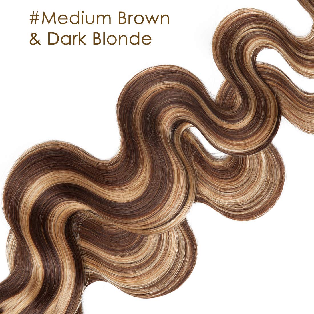 S-noilite 20 Inch Tape in Hair Extensions - Medium Brown & Dark Blonde Balayage Remy Human Hair - 40pcs 100g Wavy Hair Extensions for Women (#4/27W) - Perfect for Parties, Weddings & Daily Styling