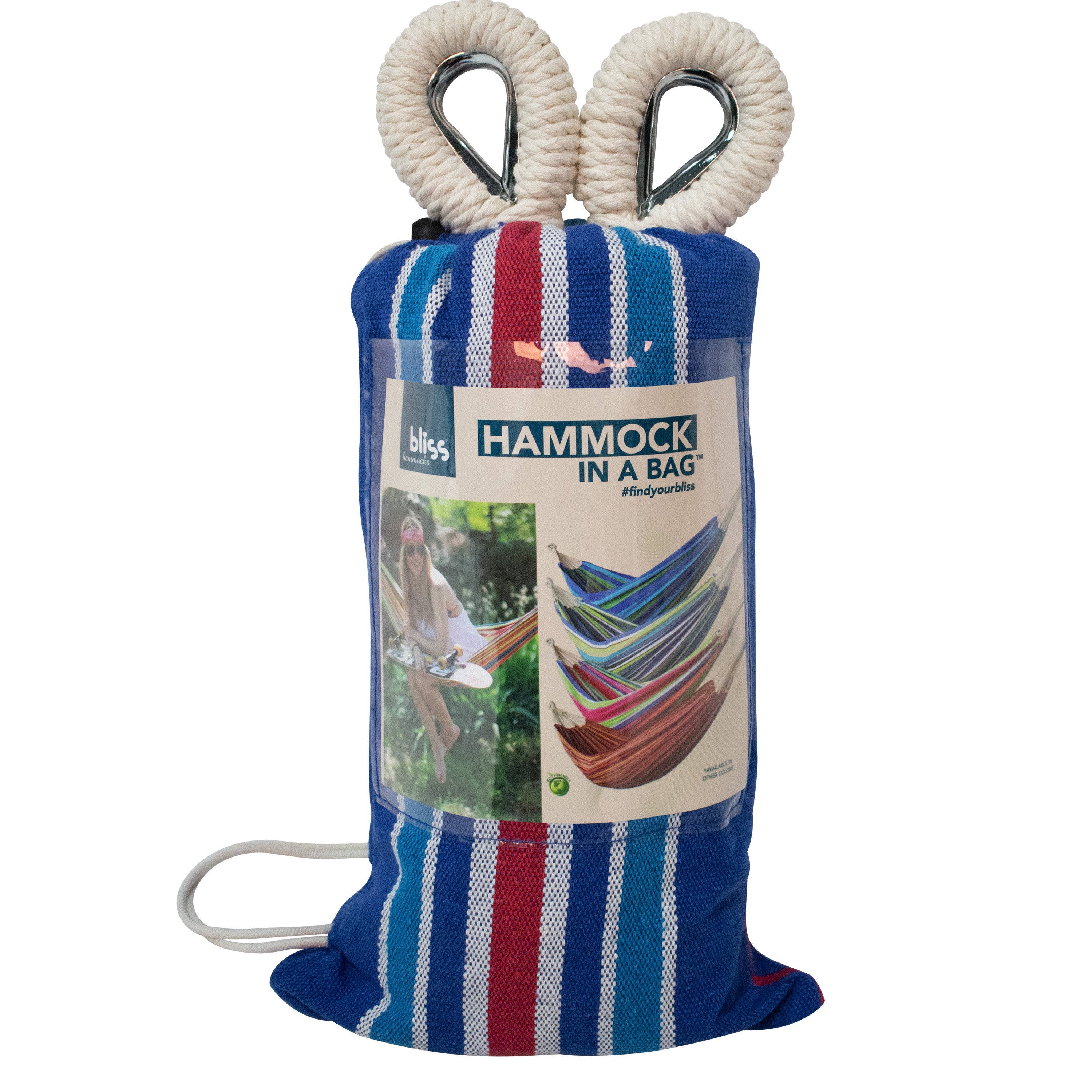 Bliss Hammocks BH 400W5CA Portable Hammock in a Bag with Hanging Hardware - 40 Inch Wide, 220 lb Weight Capacity - Perfect for Camping, Backyard Relaxation & Outdoor Adventures