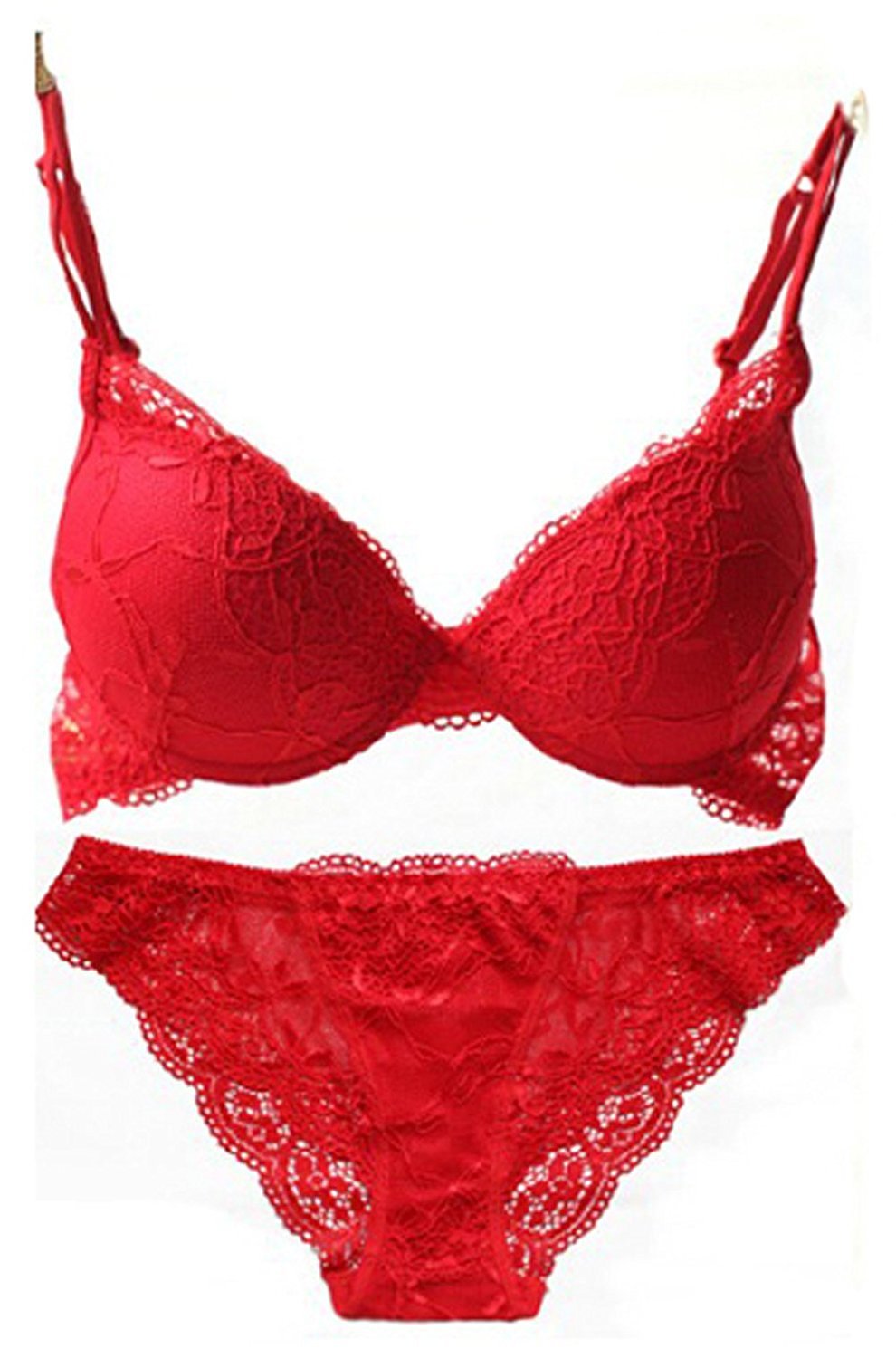 Lumiere Women's Lace Push Up Bra & Panty Set - Embroidered Lingerie for Comfort & Support - Perfect for Date Nights, Special Occasions & Everyday Wear