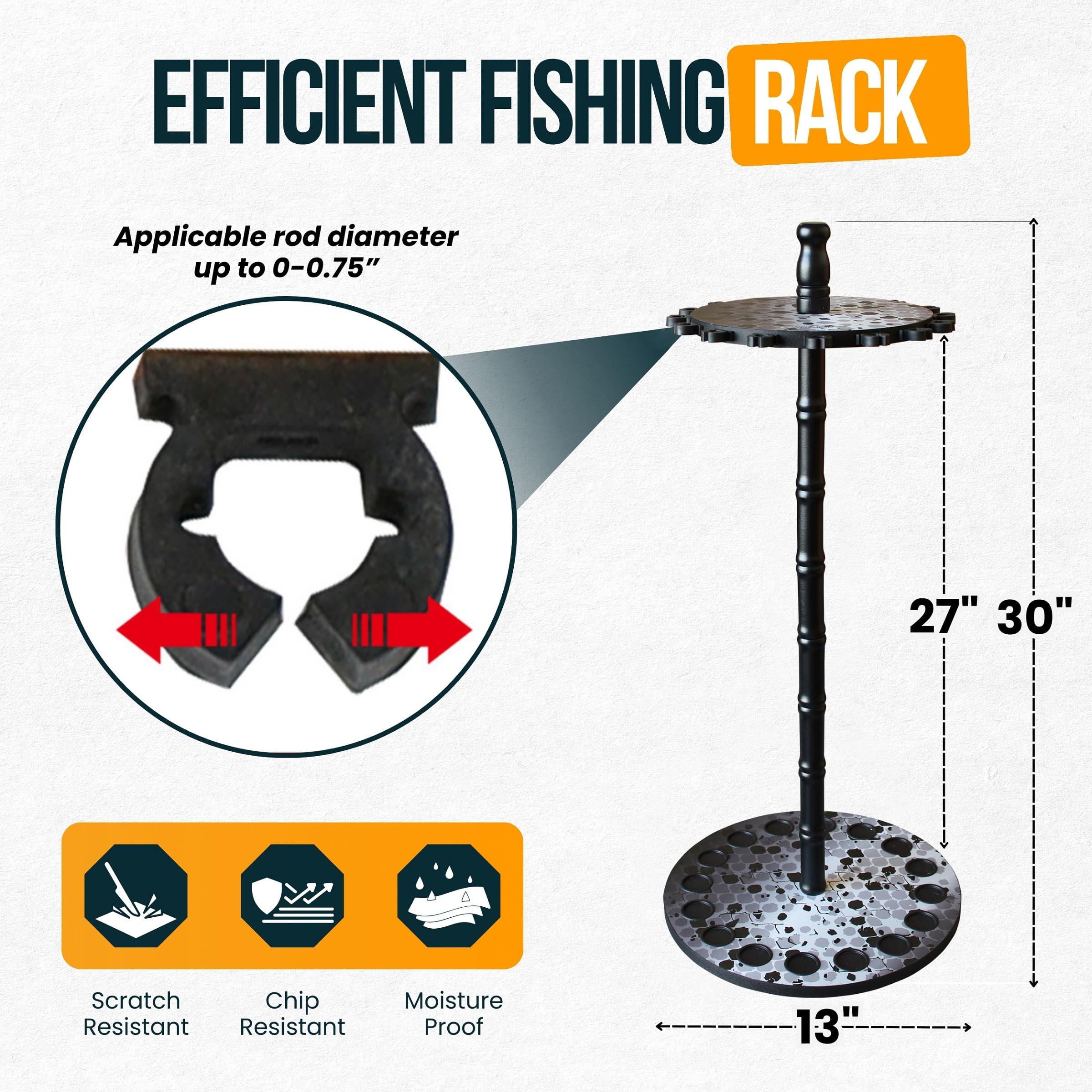 Rush Creek Creations 16-Slot Round Spinning Rod Holder for Fishing Poles, Gear & Accessories - Garage Storage Organizer for Anglers | Perfect for Boat, Garage & Tackle Room Organization