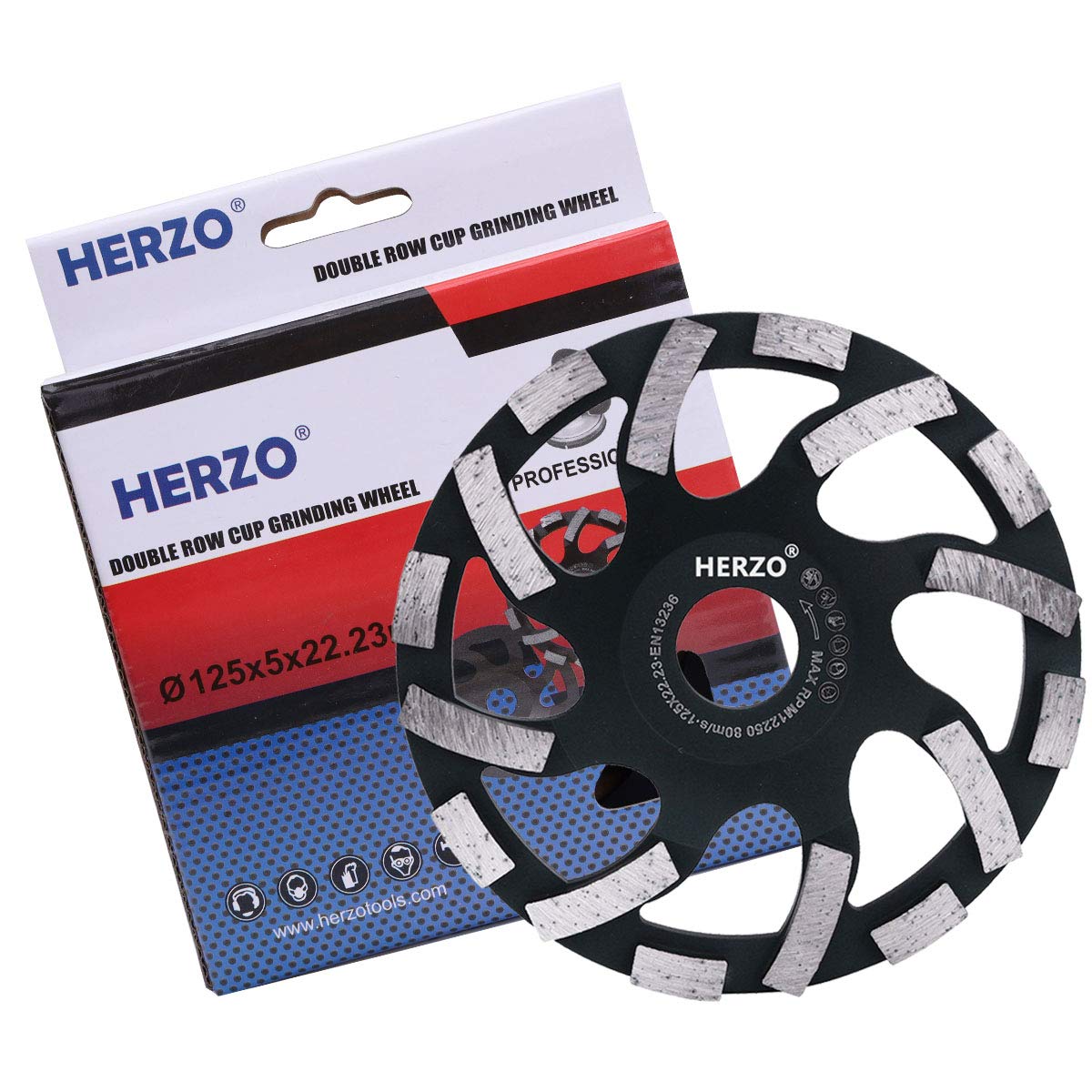5-Inch Diamond Grinding Cup Wheel for Angle Grinder - Premium HERZO Concrete Grinding Disc for Granite, Marble, Masonry - Perfect for Construction, Renovation & DIY Projects