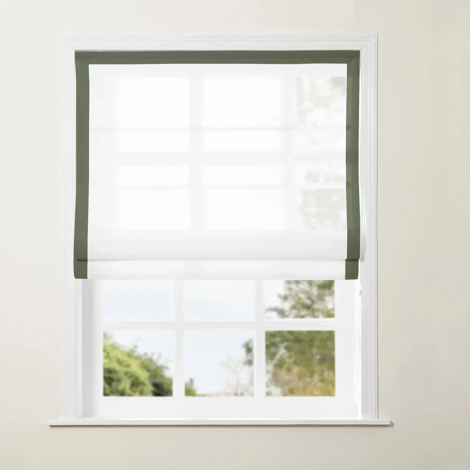 Tyrone Roman Shade with Border Cord Lift - Classic Window Treatment for Living Room & Bedroom - Blackout Fabric for Light Control & Privacy