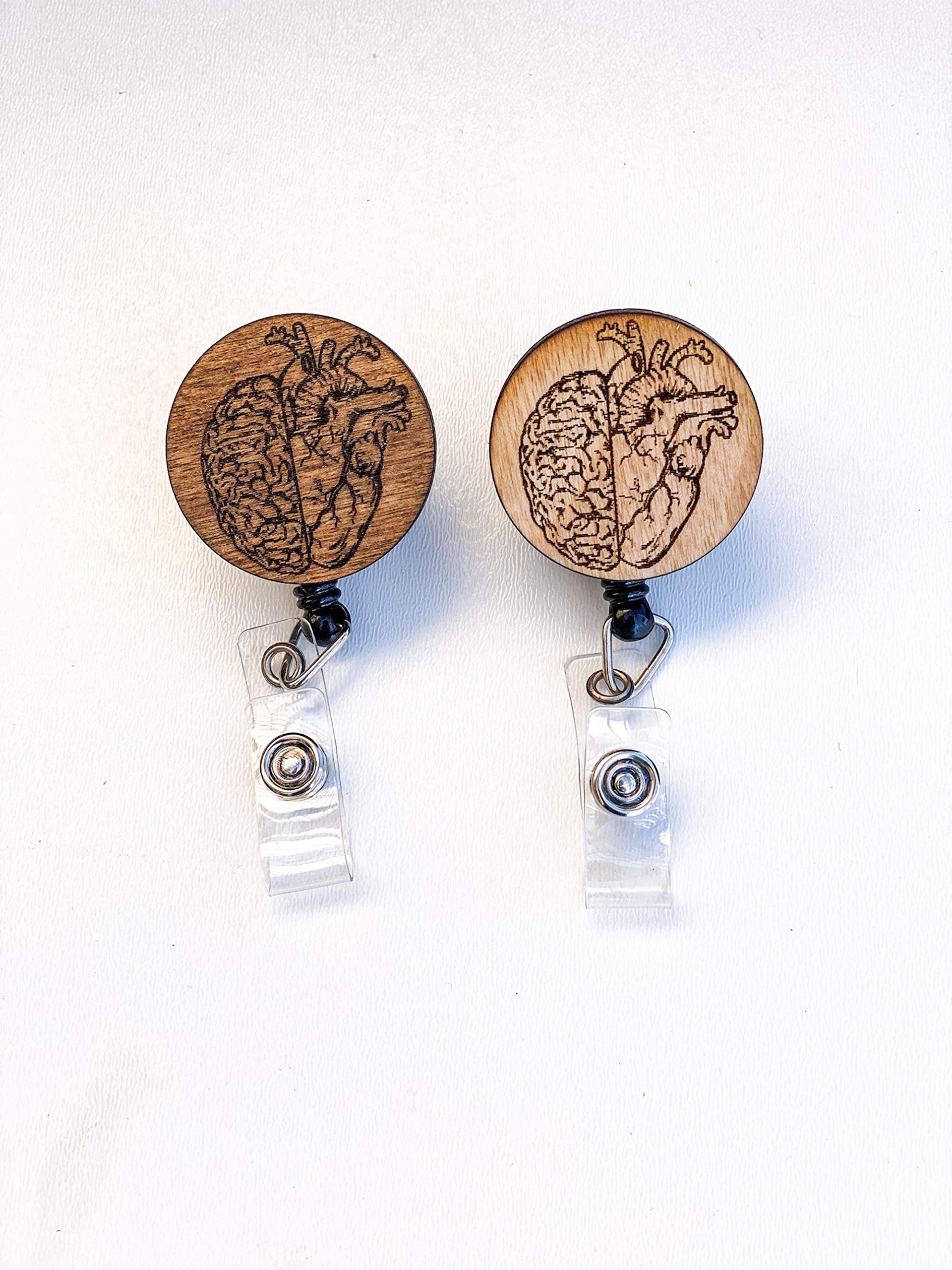 Retractable Badge Reel for Nurses & Nursing Students - Funny Anatomical Brain & Heart Design - Perfect Nurse Appreciation Gift for Work, School & Clinicals