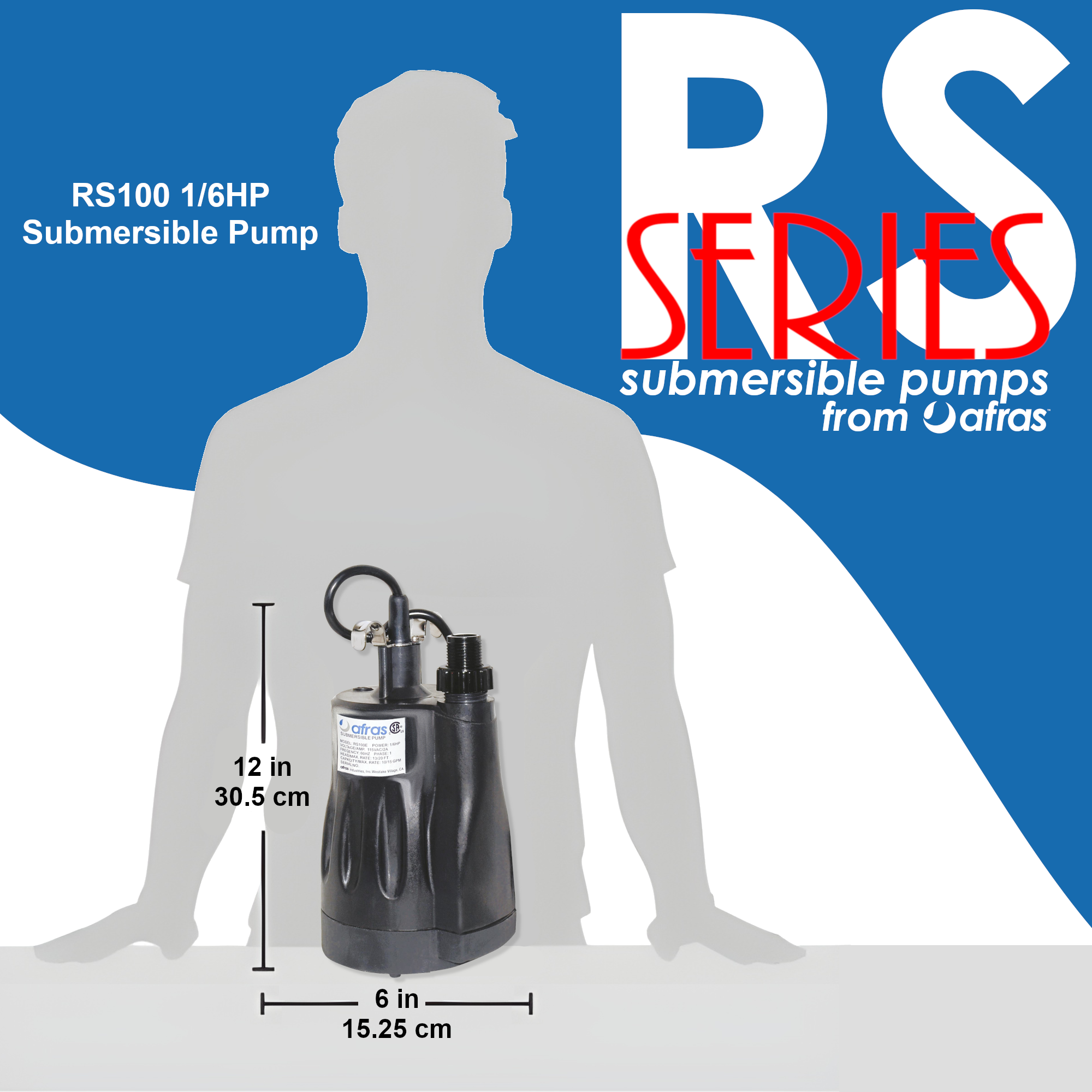 Afras RS100 1/6HP Submersible Pool Pump - Energy Efficient Water Pump for Swimming Pools, Spas & Fountains | Ideal for Water Circulation, Filtration & Drainage