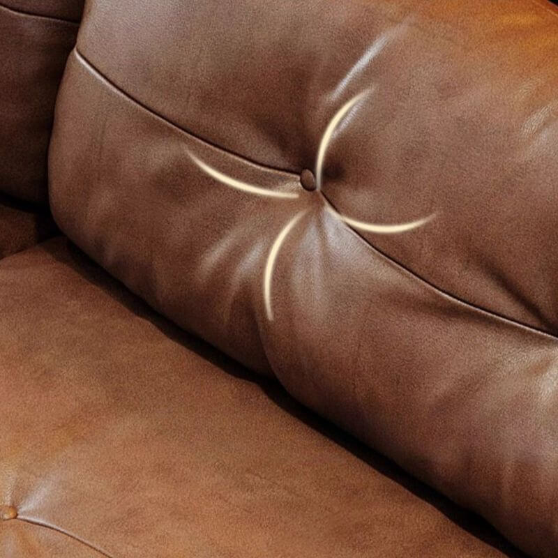 Minimalist Waterproof Auburn Leather Floor Sofa - 3/4 Seater Modern Sectional Couch for Living Room, Lounge & Small Spaces