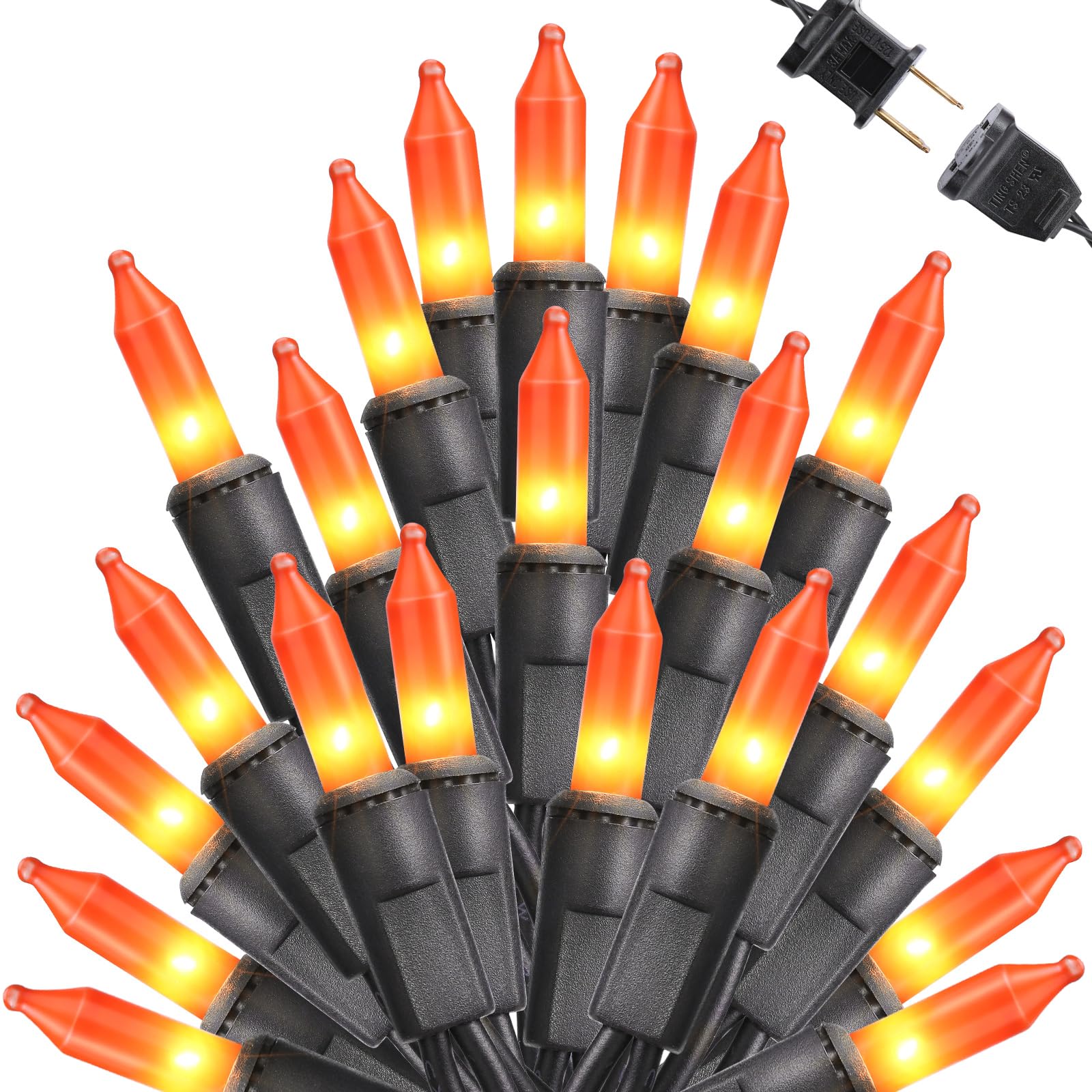 Toodour 75ft 300-Count Orange Halloween String Lights - UL Certified Connectable Mini Bulb Lights for Indoor & Outdoor Decor - Perfect for Halloween Party, Home, Garden, Porch, Yard & Holiday Decorations