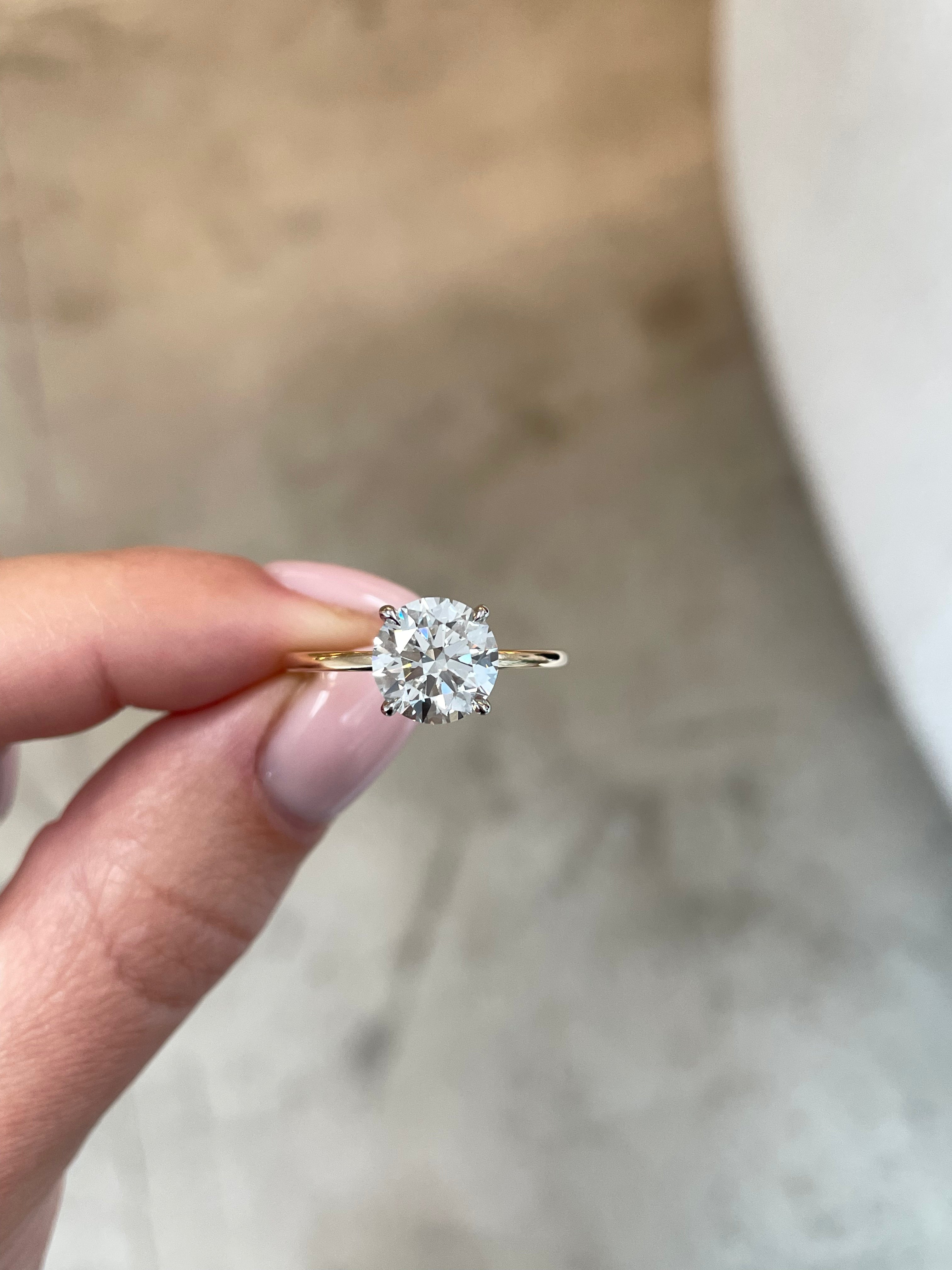 2.55 Carat Lab Grown Diamond Round Brilliant Cut Whisper Thin® Hidden Halo Engagement Ring - Perfect for Proposals, Anniversaries & Special Occasions