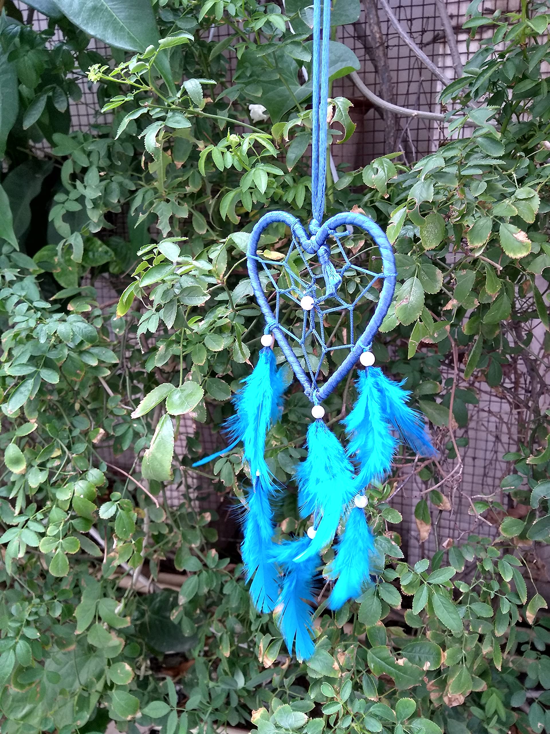 Handmade Dream Catchers Wall Decor - Blue Heart Feather Hanging Ornament for Bedroom, Nursery, Home & Car (3 Inch) | Perfect for Boho Decor, Baby Shower Gifts & Spiritual Protection