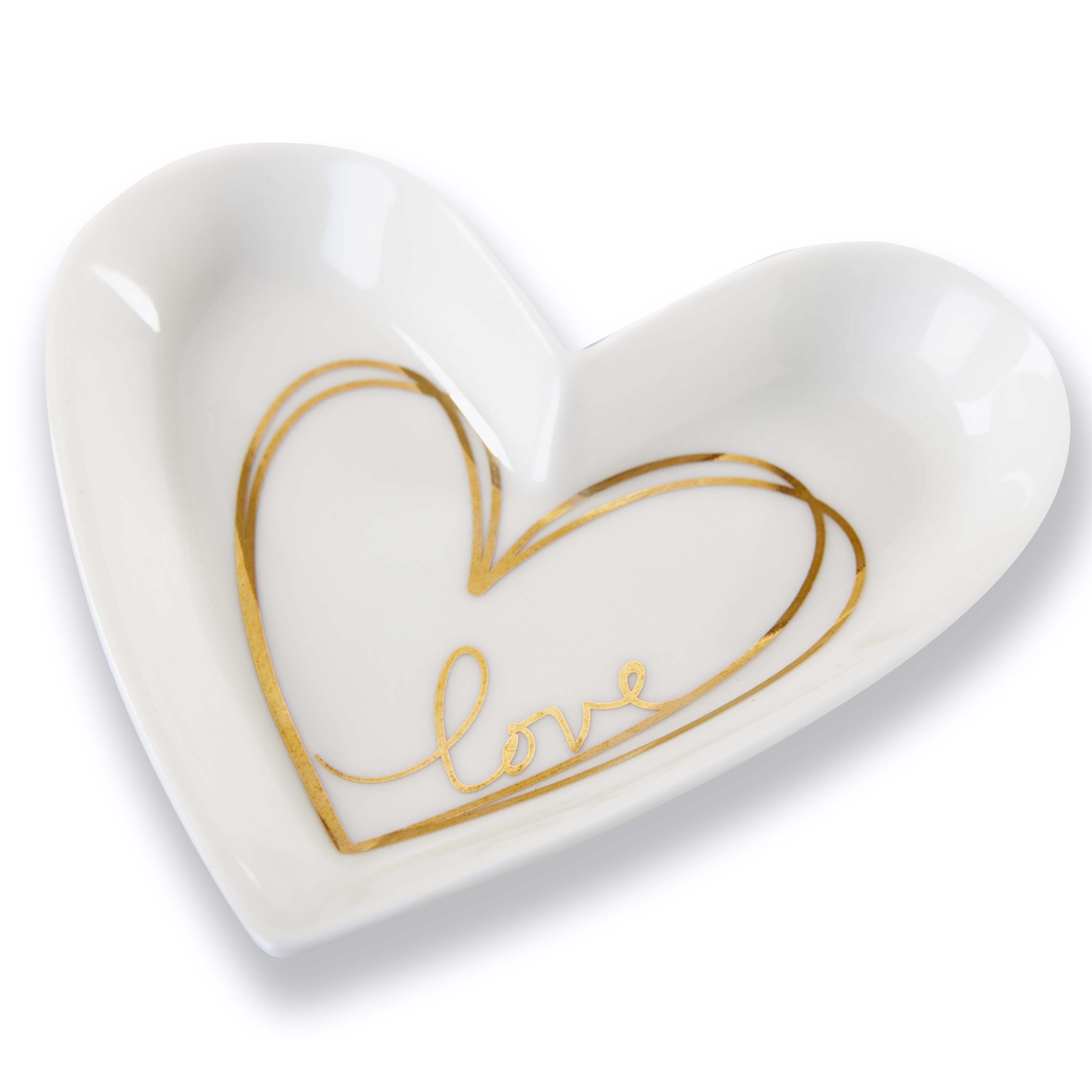 Heart Shaped Trinket Dish - Medium Jewelry Tray for Rings, Earrings & Small Accessories - Perfect for Vanity, Dresser & Gift Giving