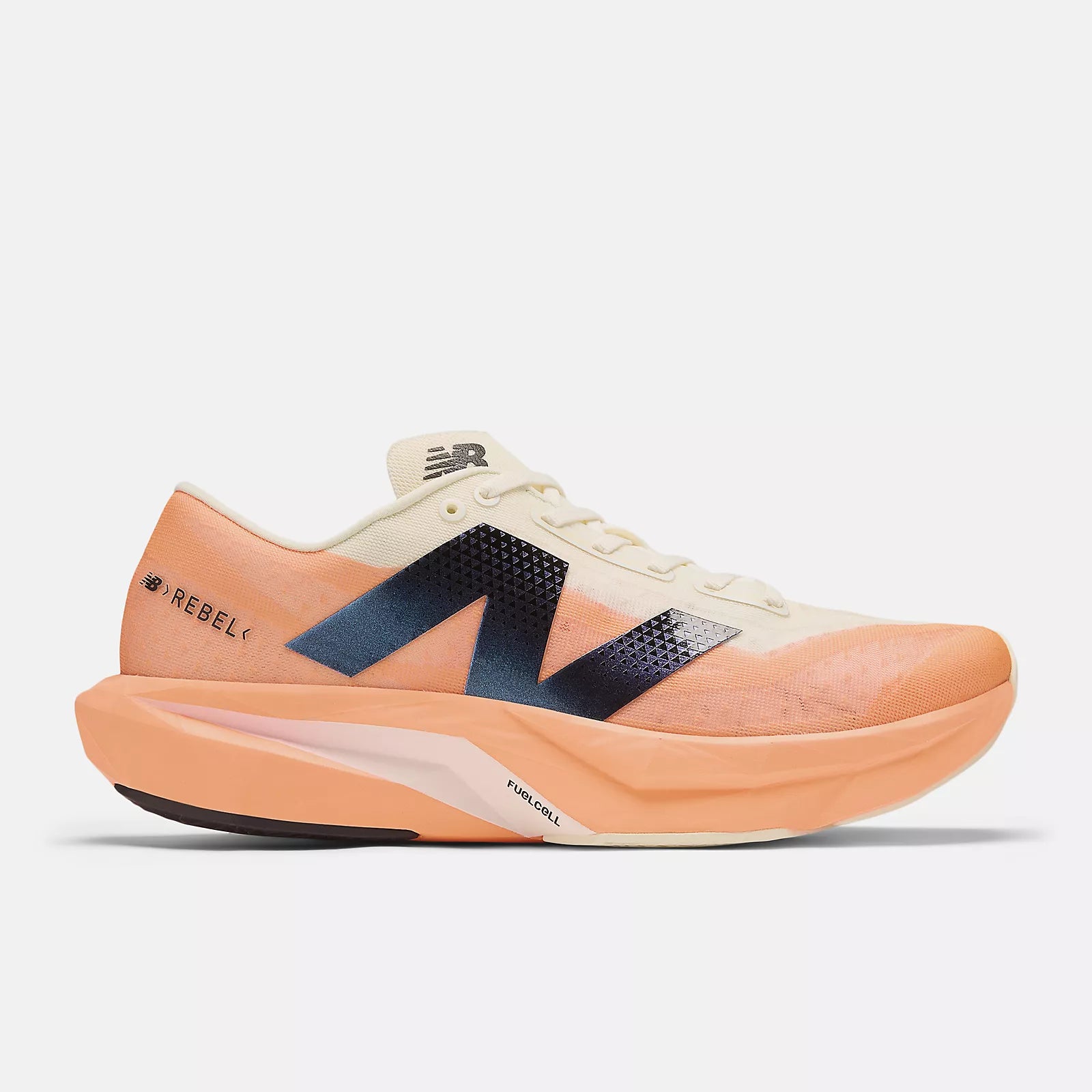 New Balance Men's FuelCell Rebel v4 Running Shoes - Hot Mango/Angora/Black | Lightweight Cushioned Sneakers for Road Running, Training & Gym Workouts
