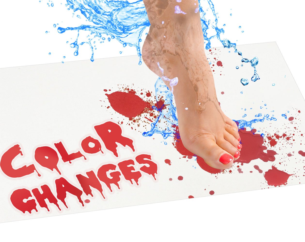 Bloody Mat - Red Wet Vinyl Floor Mat for Bathroom & Kitchen, Non-Absorbent 13x22 Inches - Magic Disappearing Footprints for Home Safety & Fun (Great for Halloween, Prank Gifts & Wet Areas)