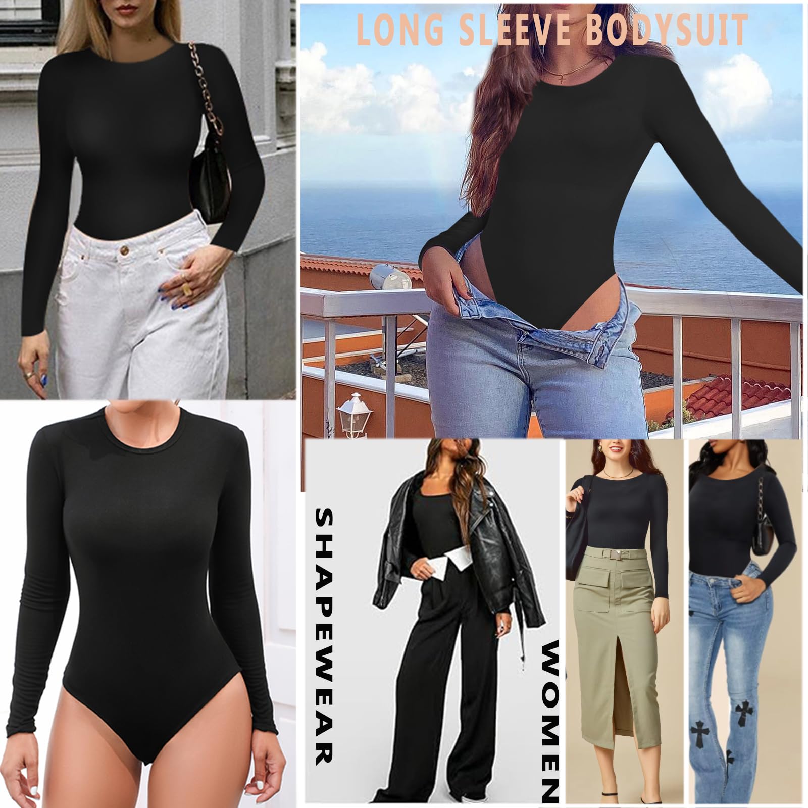 Women's Tummy Control Bodysuit - Seamless Round Neck Stretch Body Shaper Top for Slimming & Shapewear | Perfect for Layering, Everyday Wear & Special Occasions