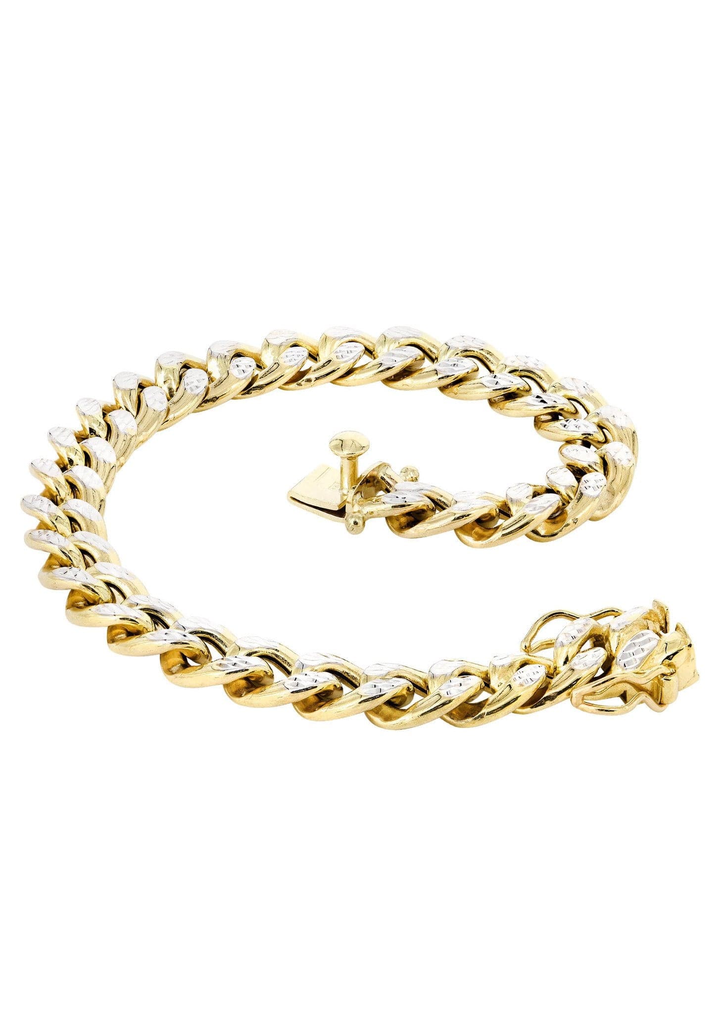 14K Gold Miami Cuban Link Bracelet for Women - Diamond Cut Semi Solid Chain - Perfect for Gifts, Parties & Everyday Wear