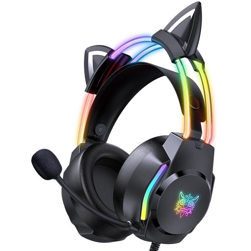 ONIKUMA X26 RGB Gaming Headset with Cat Ears & LED Glow - Lightweight Over-Ear Headphones for PC, PS4, Xbox - Perfect for Streaming, Gaming & Online Classes