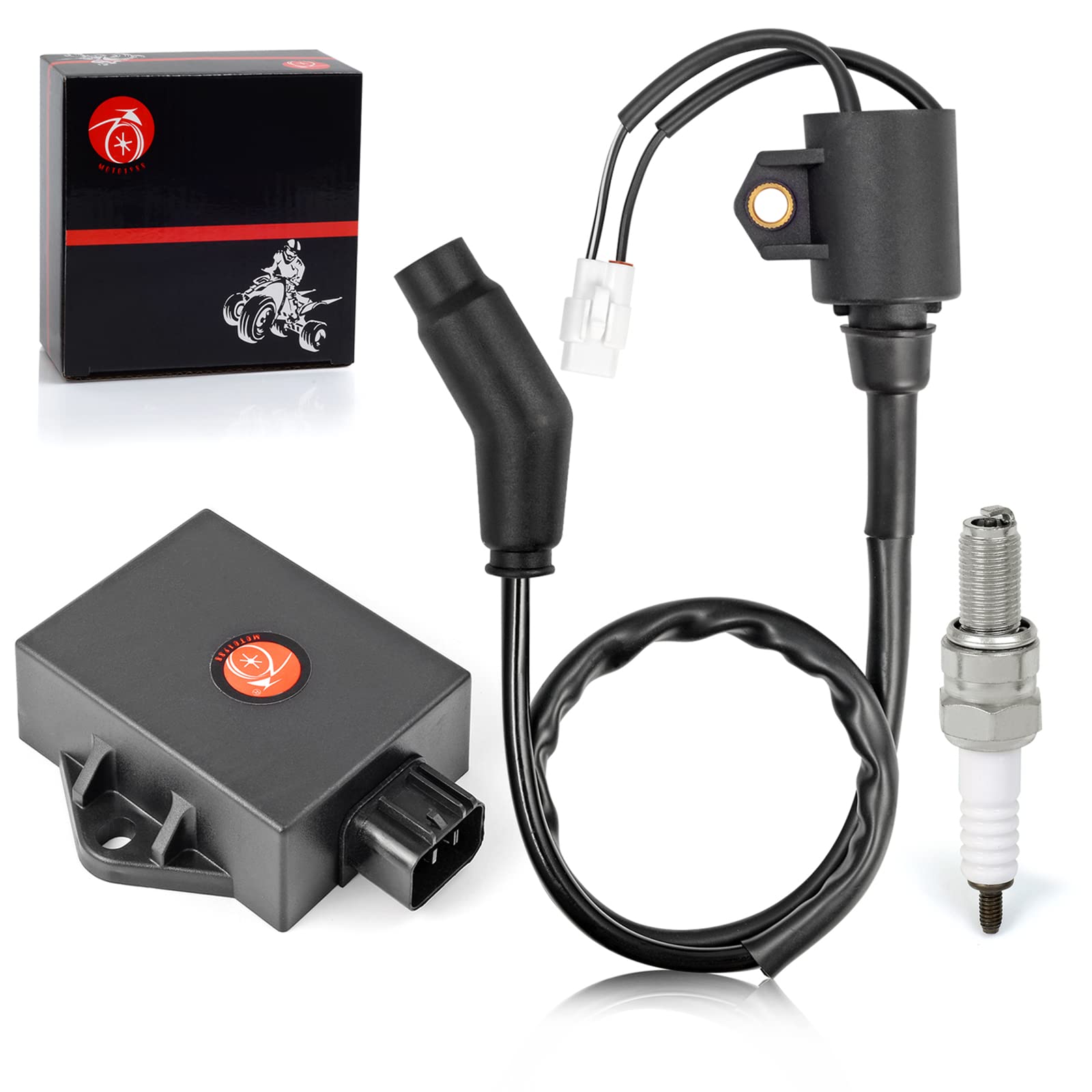 Polaris Sportsman 300 & Hawkeye 300 CDI Box Ignition Coil & Spark Plug Kit (2008-2011) - Compatible with Part Numbers 3089978, 3089860, 3089910 - Perfect for ATV Off-Roading, Hunting & Outdoor Adventures