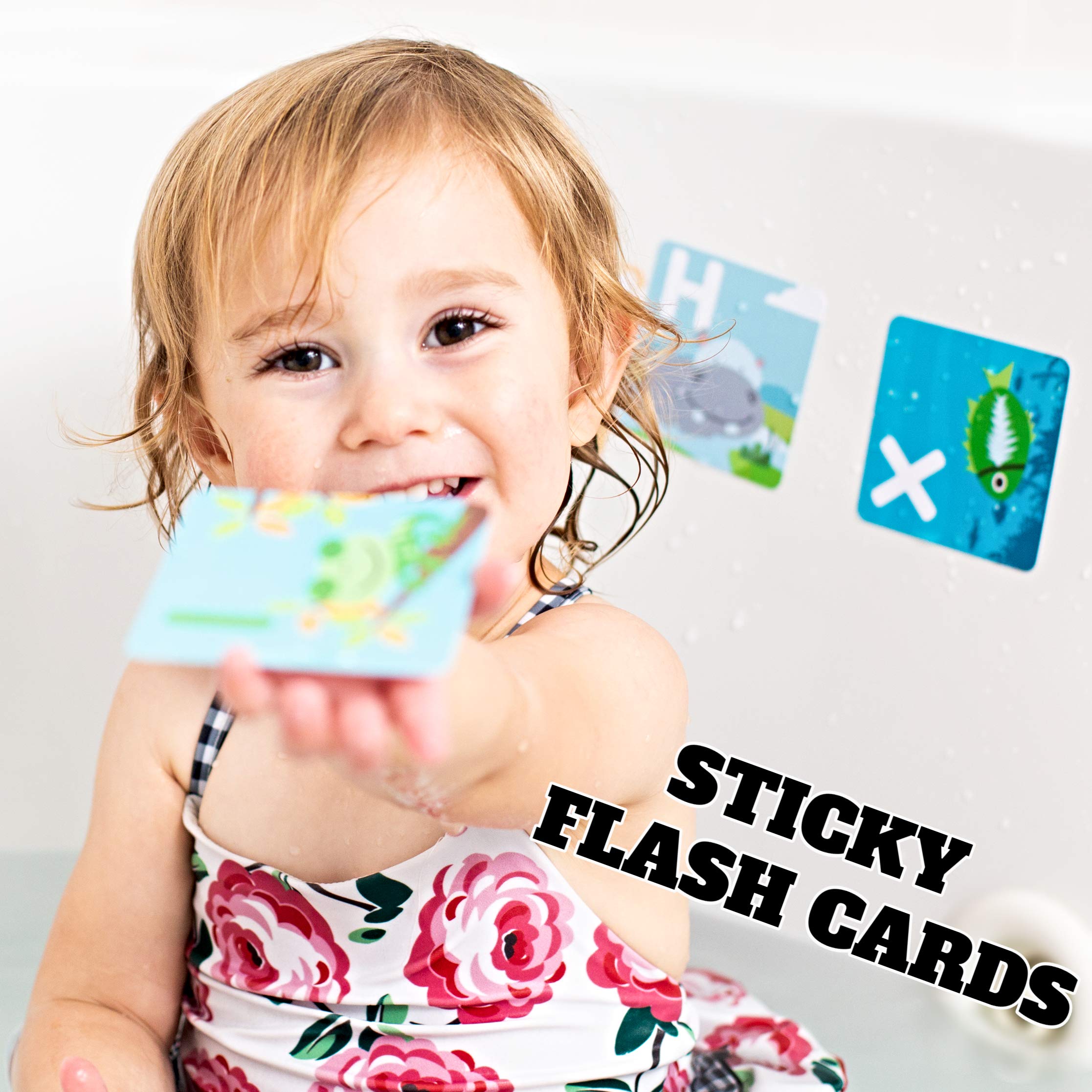 **SplashEZ Waterproof Bath Toys & Flashcards for Toddlers - 26 Alphabet Letters, Animal Words, Baby Bath Books - ABC Learning for Preschool & Kindergarten - Letter & Picture Recognition - Fun Educational Bath Time Activity**