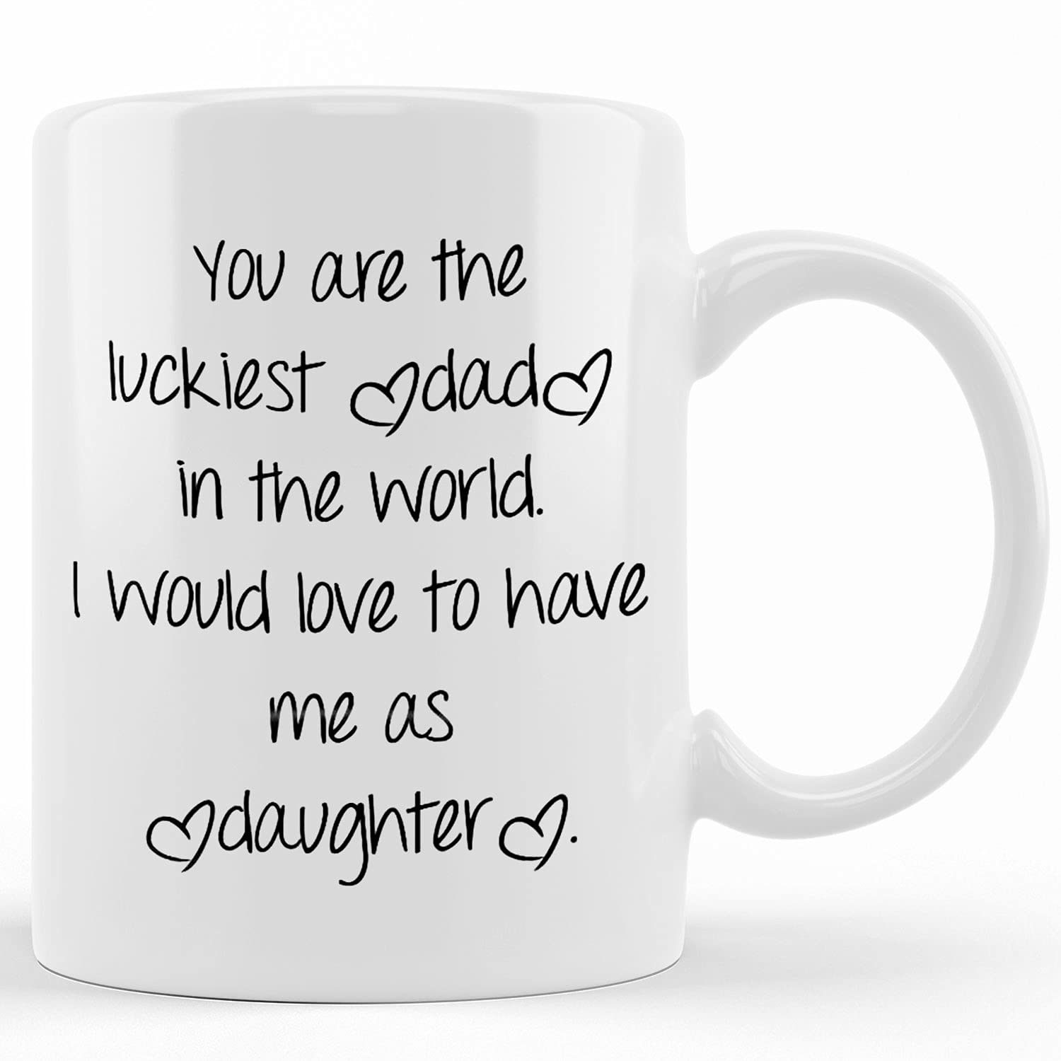 Personalized Coffee Mug for Dad - 'World's Luckiest Father' Custom Ceramic Mug 11oz & 15oz | Gift for Birthday, Christmas, Thanksgiving | Perfect for Office, Home & Special Occasions