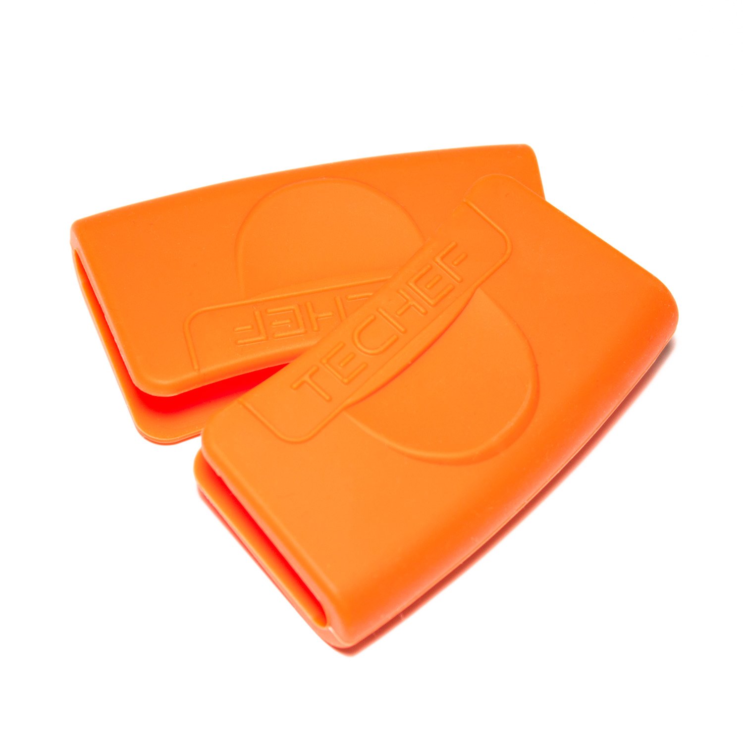 TECHEF - 2-Pack Orange Silicone Pot Holders & Oven Mitts Set - Heat Resistant Kitchen Gloves for Cooking, Baking, Grilling - Made in Korea