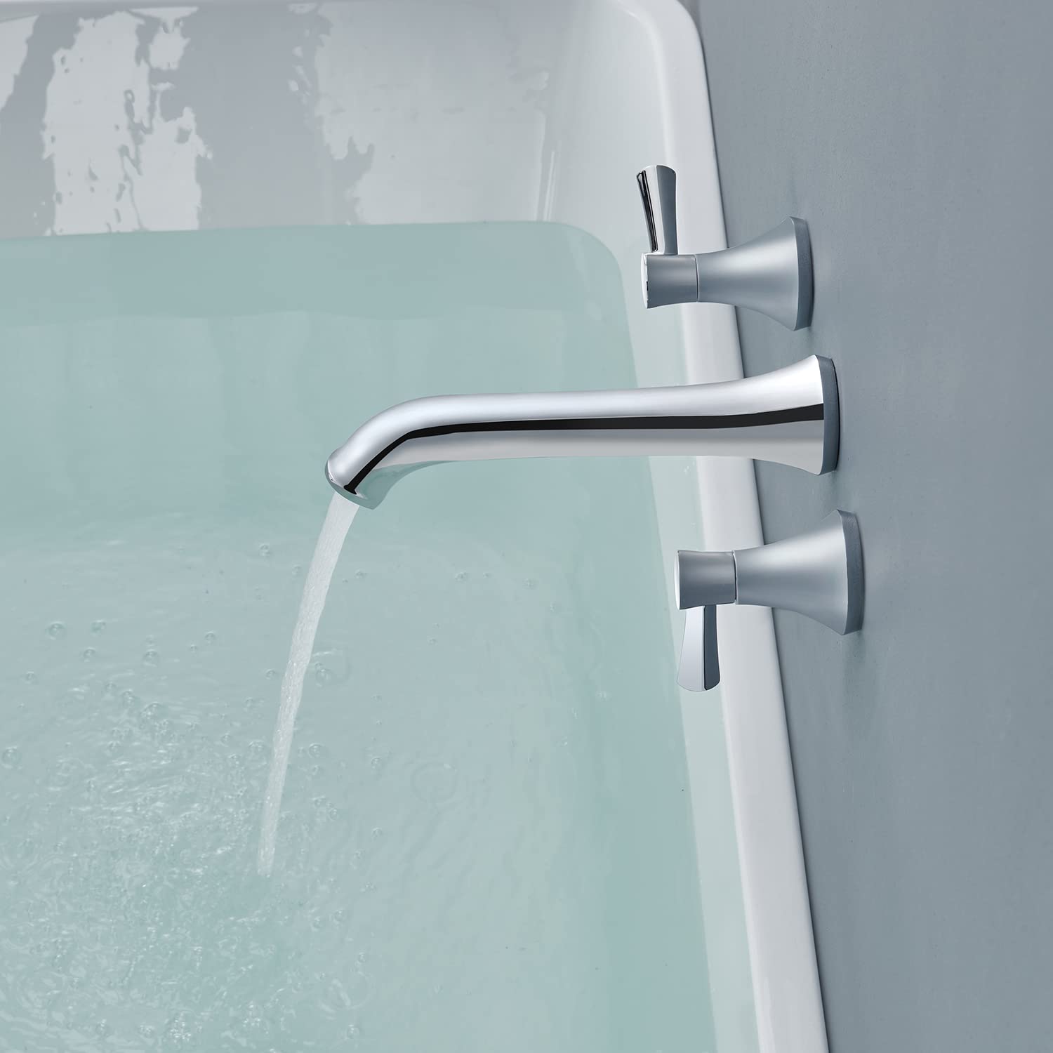 Wall Mount Roman Tub Faucet - Chrome Brass Bathtub Faucet with 2 Handles for Luxury Bathroom & Spa Experience