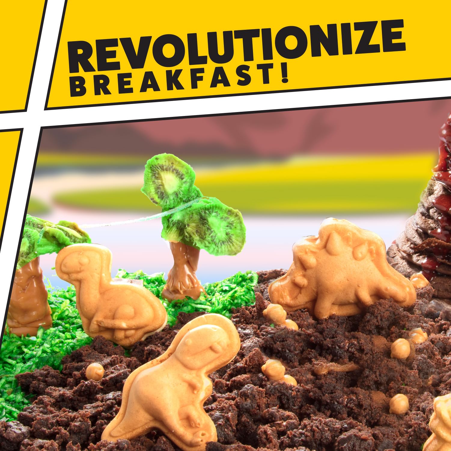 Dinosaur Mini Waffle Maker - 5 Unique 3D Dinosaur Shapes - Fast & Easy Electric Non-Stick Waffle Iron for Kids & Adults - Perfect for Easter Breakfast, Birthday Parties & Fun Family Desserts - Includes Recipe Book & Gift Box