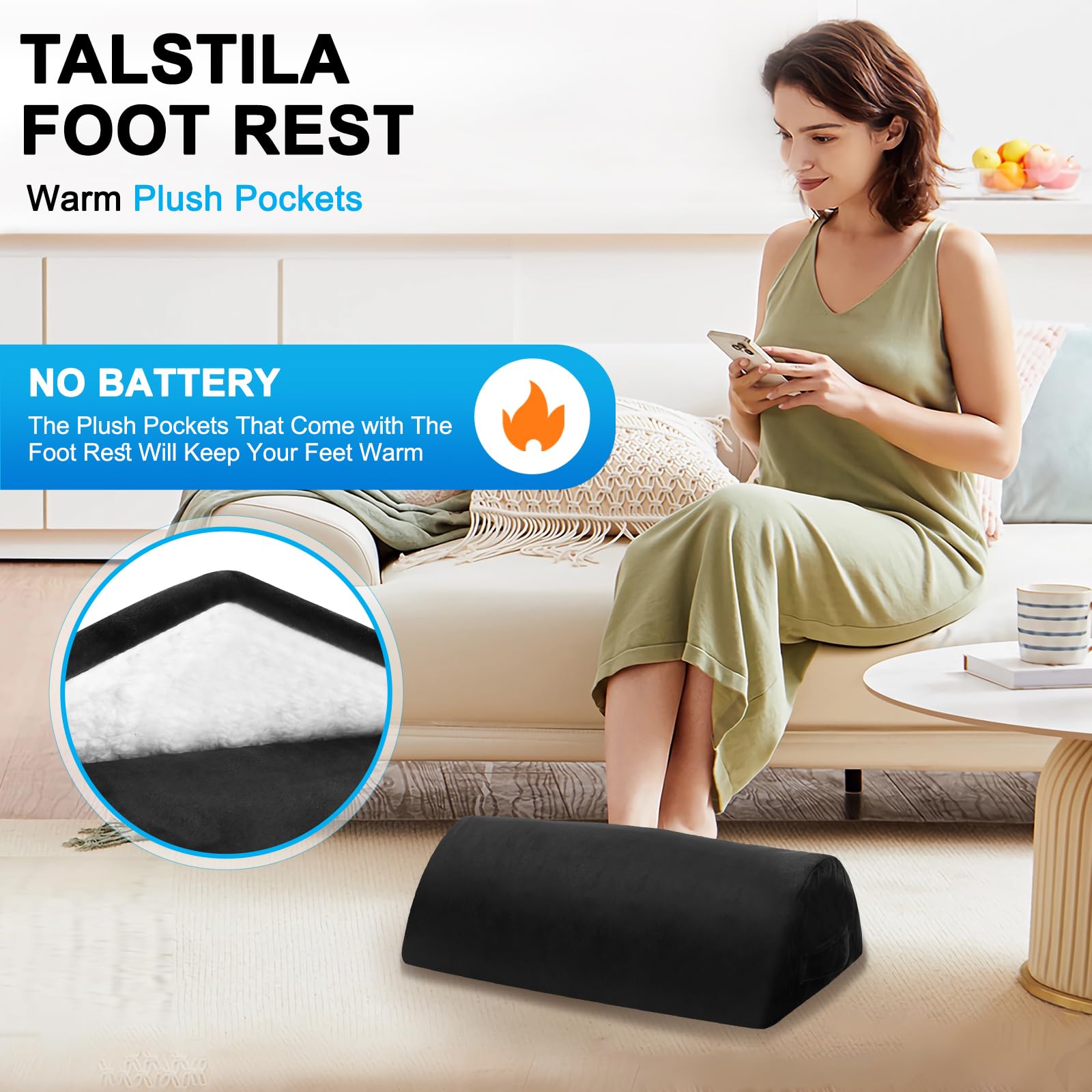 Ergonomic Foot Rest for Under Desk - Plush Warm Feet Pocket, Office Foot Stool for Back & Leg Pain Relief - Perfect for Home Office, Gaming & Work Desks