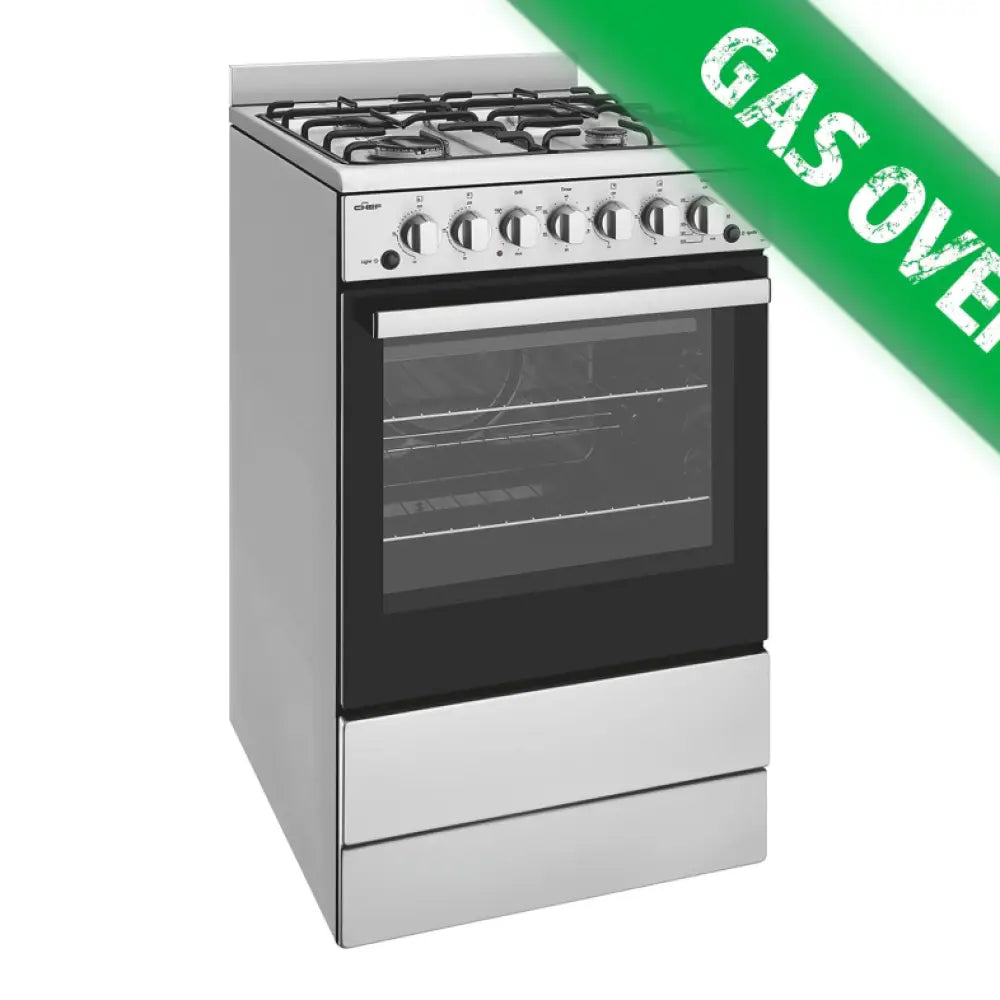 Chef CFG504SBNG 54cm Freestanding Natural Gas Stove - Perfect for Home Kitchens & Outdoor Cooking