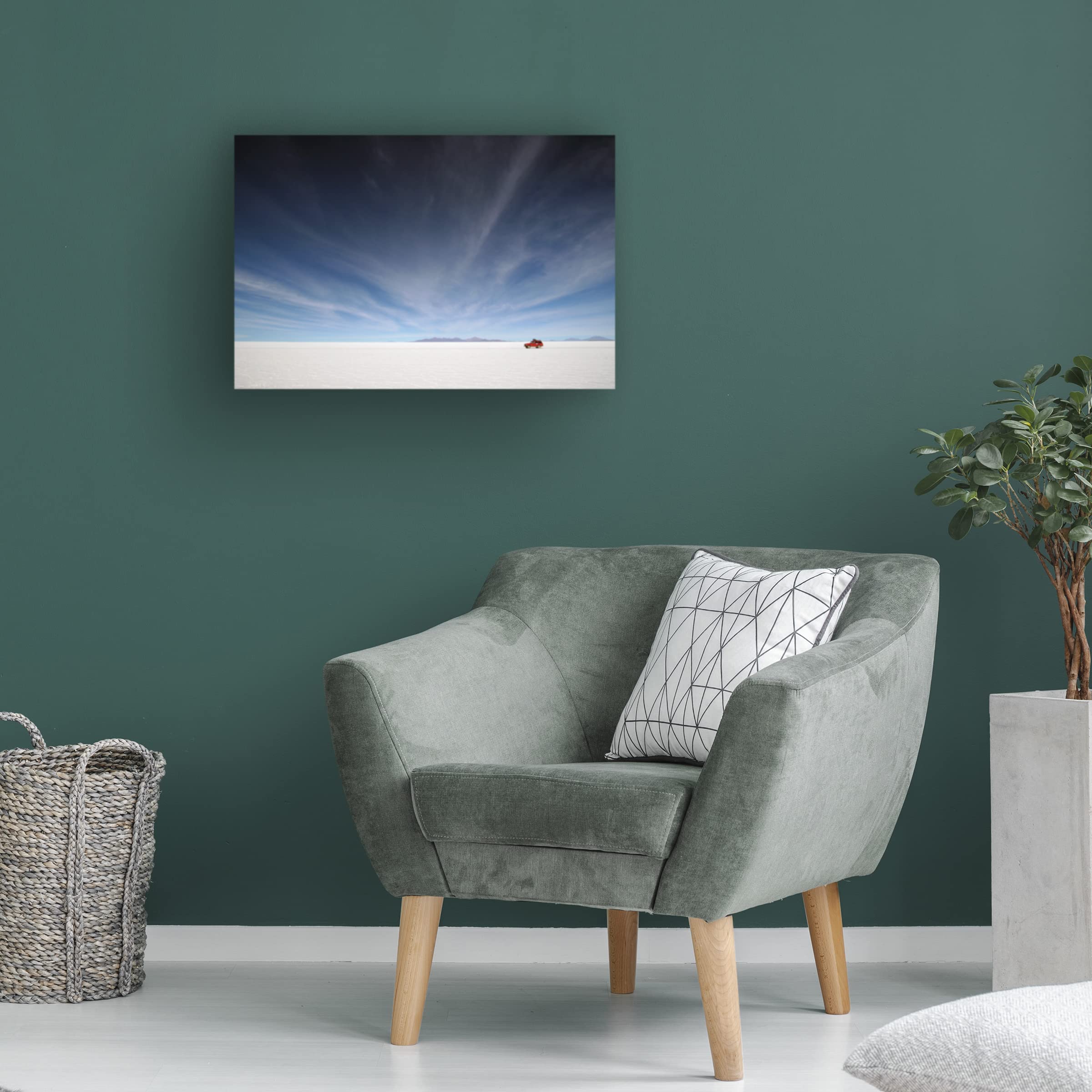 Driving On The Salar Canvas Wall Art by Andre van Huizen - Modern Landscape Painting for Living Room & Office Decor