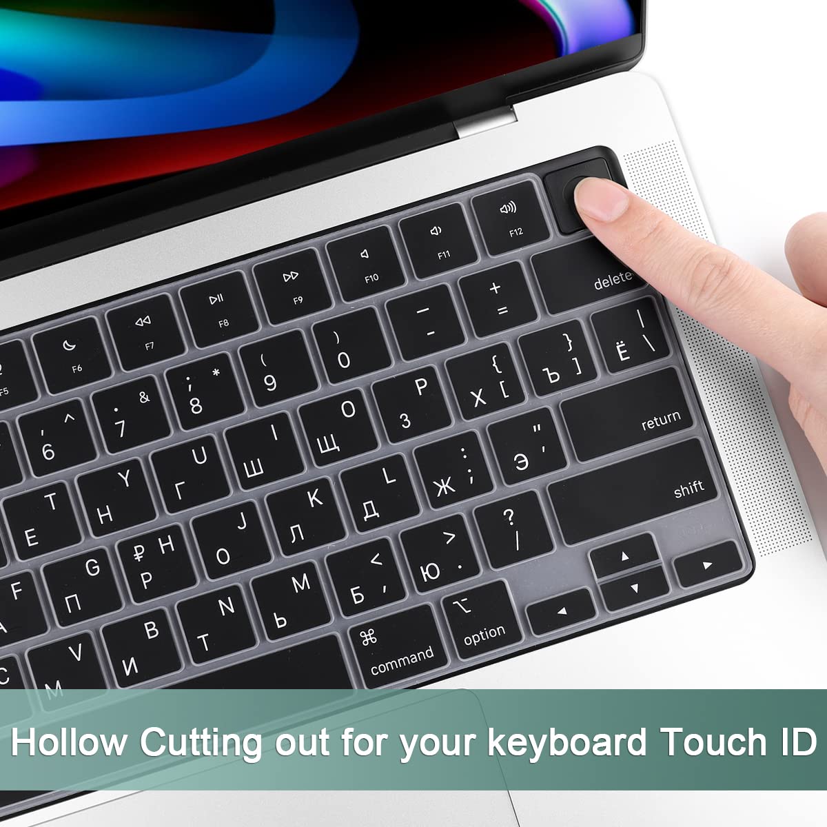 Russian Black Soft Silicone Keyboard Cover for MacBook Air 13.6