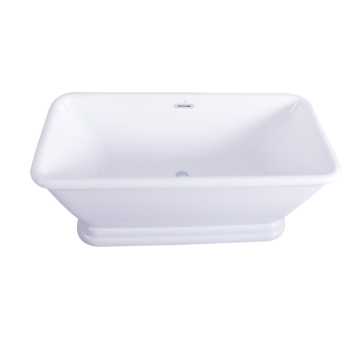 Aqua Eden 60 Inch Acrylic Oval Rectangular Double Ended Pedestal Bathtub - Glossy White Freestanding Soaking Tub with Drain (No Faucet Holes) for Luxury Bathroom & Spa Relaxation