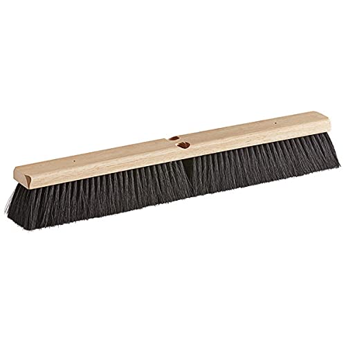 2-Pack 24-Inch Heavy Duty Hardwood Push Broom with Tampico Bristles & Wire Core - Includes Dust Pan - Outdoor Cleaning Broom for Driveway, Garage, Deck & Patio - Durable Storage Brush for Commercial & Home Use