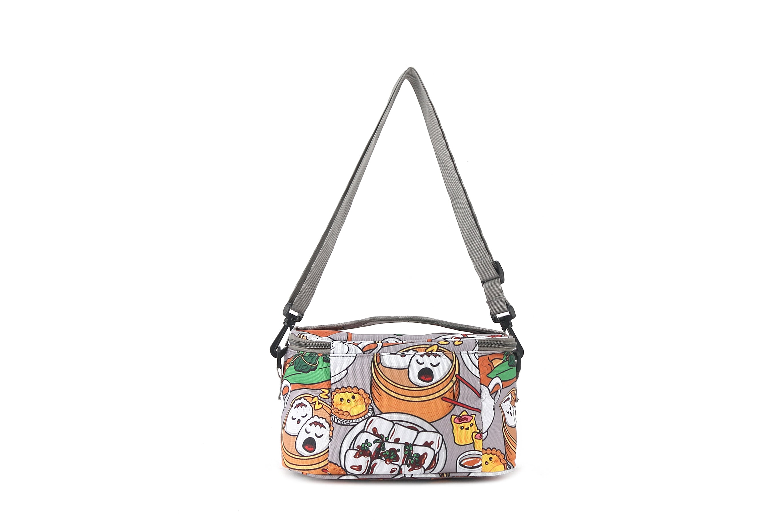 Small Insulated Cooler Tote Bag for Picnics, Beach & Lunch - Stylish Grey Dim Sum Design | Perfect for Outdoor Activities, Groceries & Food Storage