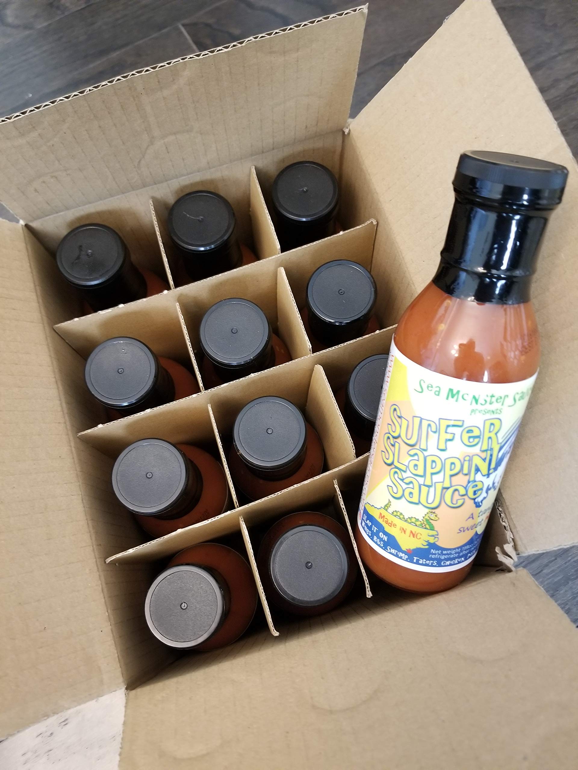 Surfer Slappin' Sauce - Pack of 12 (11oz Bottles) - Hot Sauce for Tacos, Wings & BBQ - Perfect for Gifts & Parties