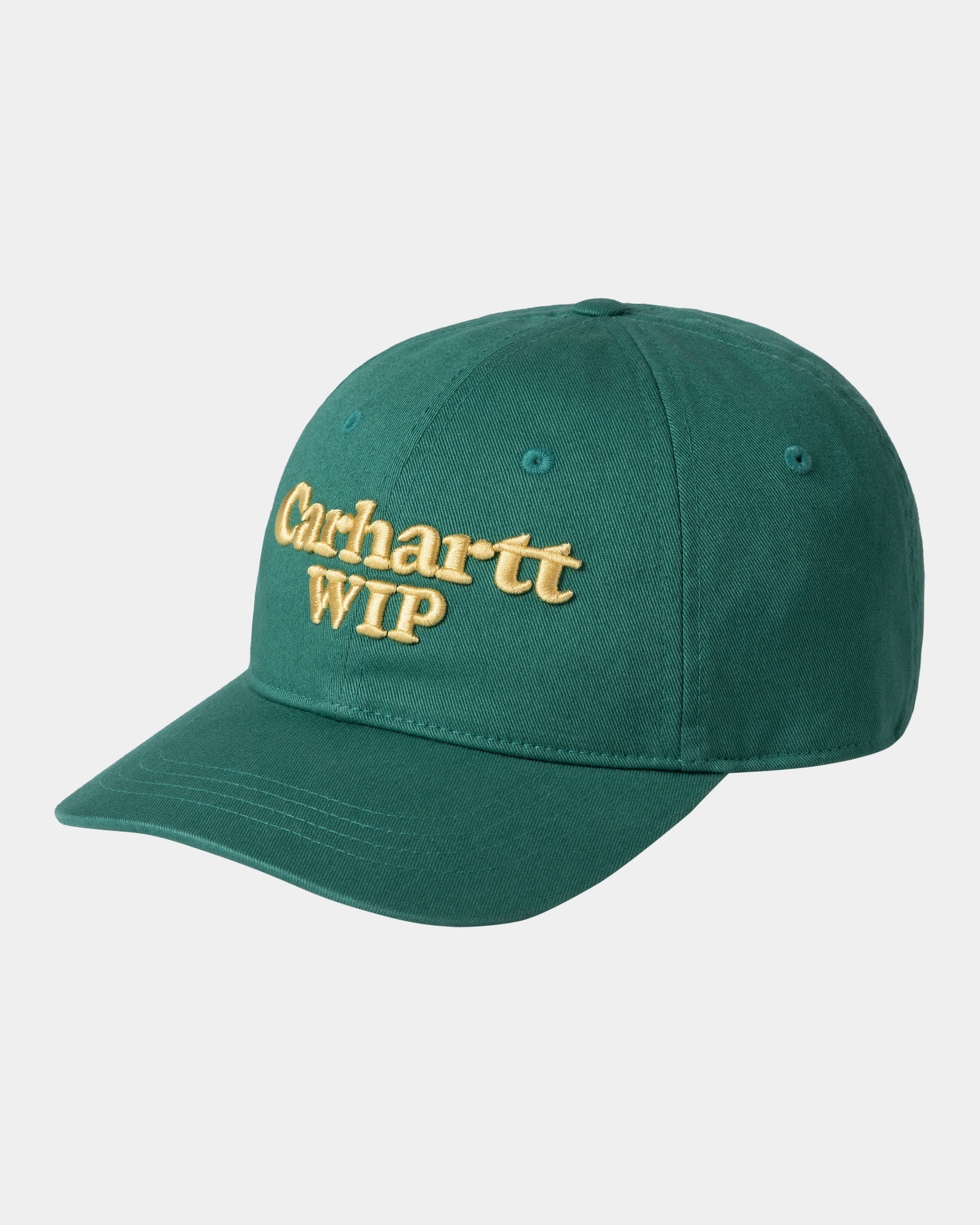 Carhartt WIP Script Cap - Waterproof Rainforest Green & Air Yellow Baseball Hat for Men | Outdoor Work, Hiking & Casual Streetwear Fashion