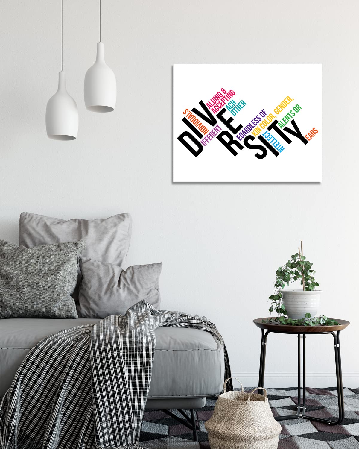 Diversity Wall Art Canvas - Social Justice & Equality Motivational Posters for Classroom Decor - Inclusive Ready to Hang 30x24 Wall Decor - Perfect for Schools, Offices & Home Inspiration