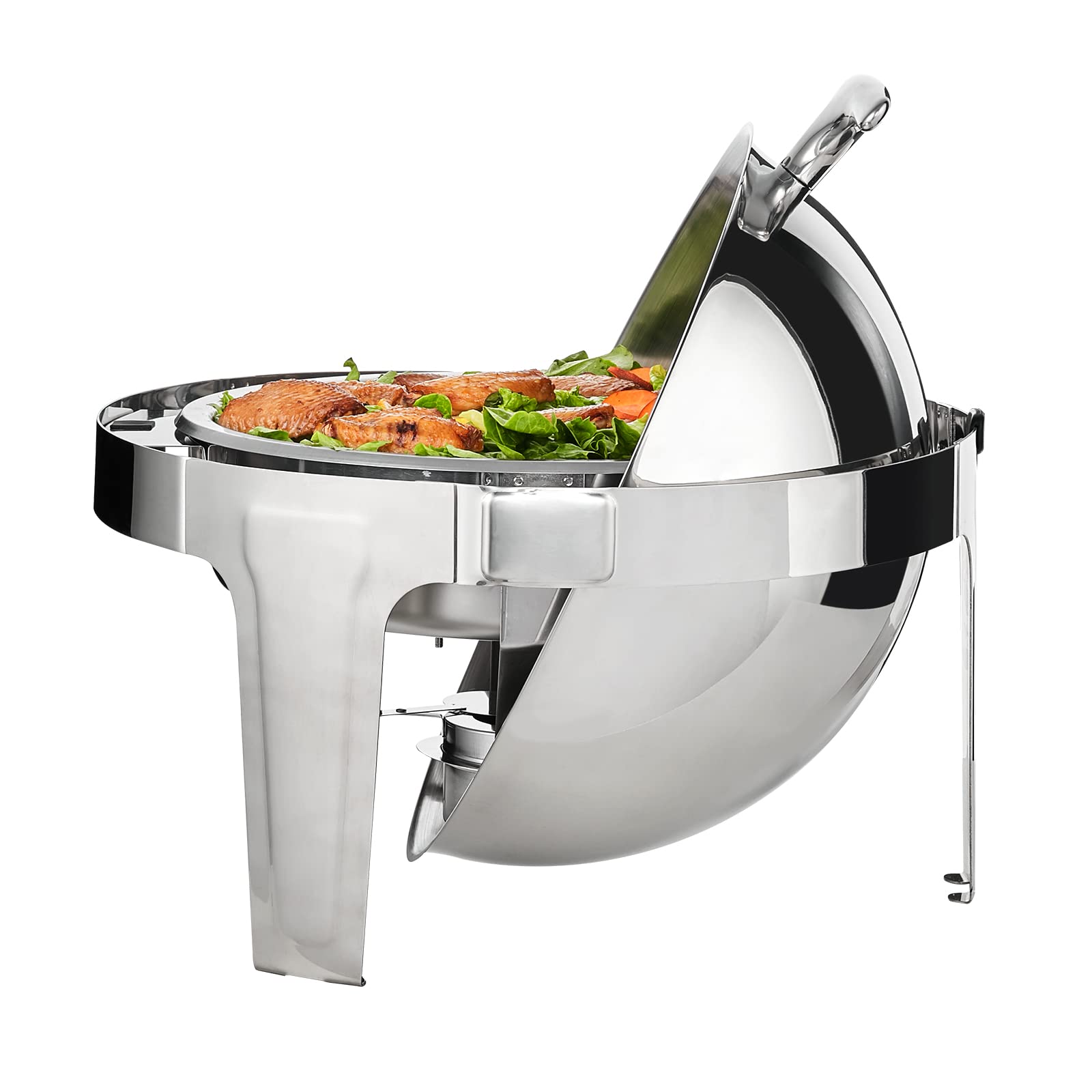 VEVOR 6 Qt Stainless Steel Roll Top Chafing Dish Buffet Set (2 Pack) - Includes 2 Full Size Pans, Lids, Water Pan Stand & Fuel Holder - Perfect for Catering, Buffets, Parties & Serving 5+ People