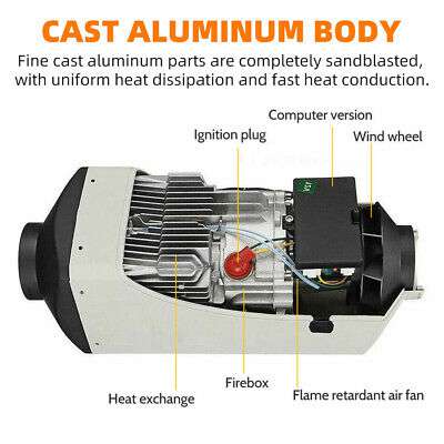 12V 5KW Diesel Air Heater with LCD Thermostat & Remote Control - Portable Heating for Caravan, Motorhome, RV, Boat, and Winter Camping