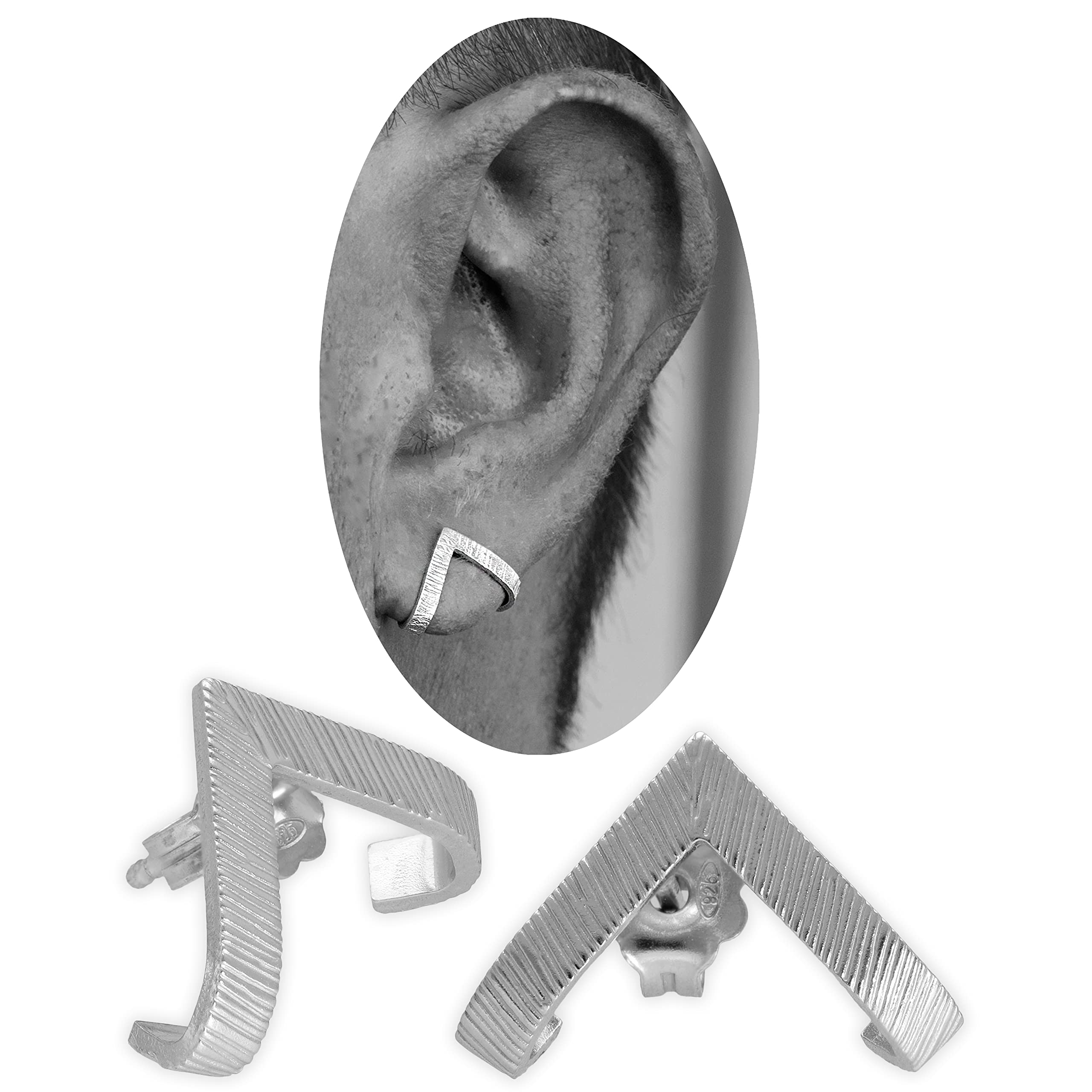 Handmade Oxidized Sterling Silver Stud Earrings for Men - Unique Unisex Ear Studs for Boyfriend, Gifts for Him - Perfect for Casual Wear, Parties & Special Occasions