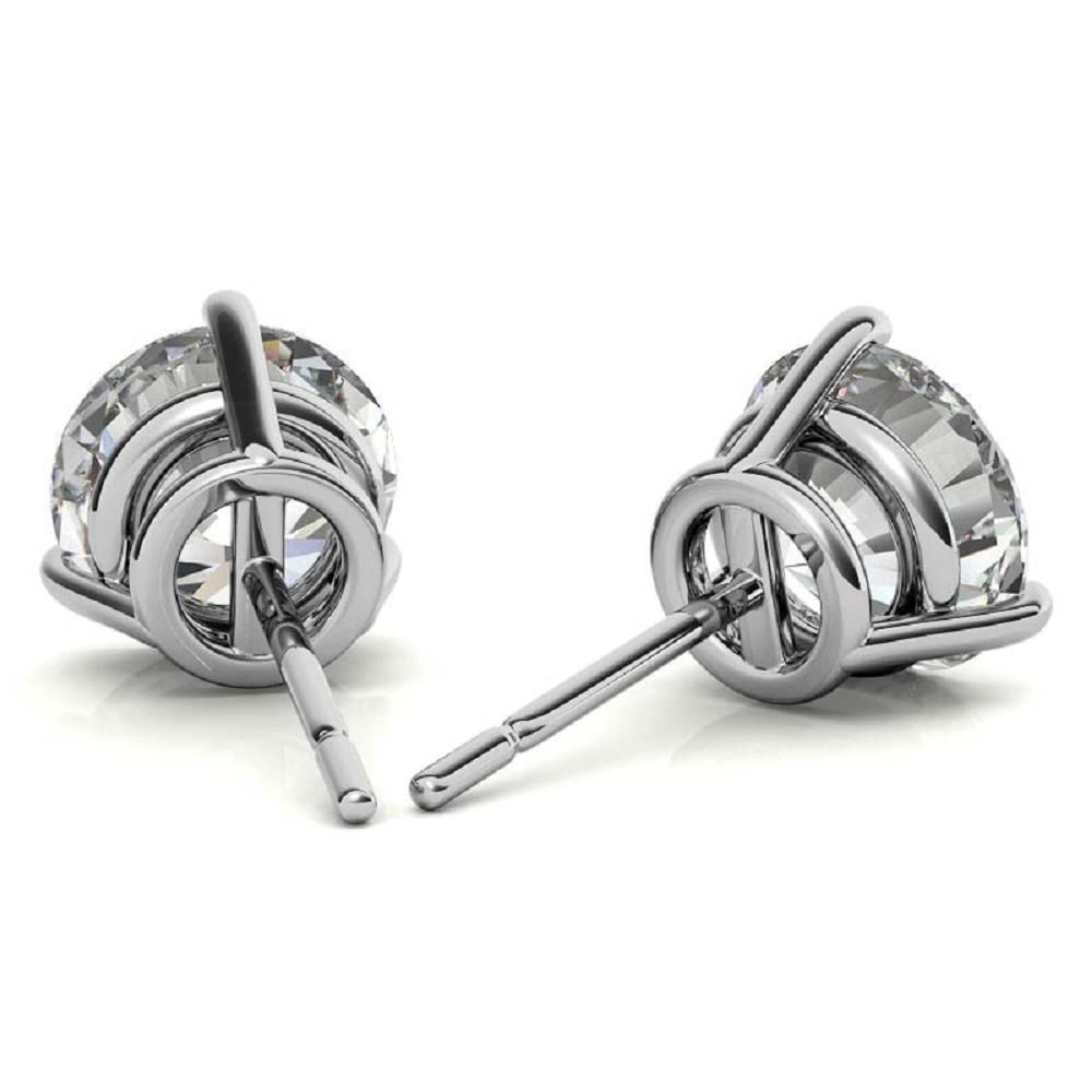 3 TCW Round Cut Moissanite Stud Earrings for Women - Solid 10K/14K/18K White Gold Handmade Solitaire Diamond Earrings - Push/Screw Back Engagement & Bridal Gifts - Perfect for Weddings, Anniversaries & Special Occasions