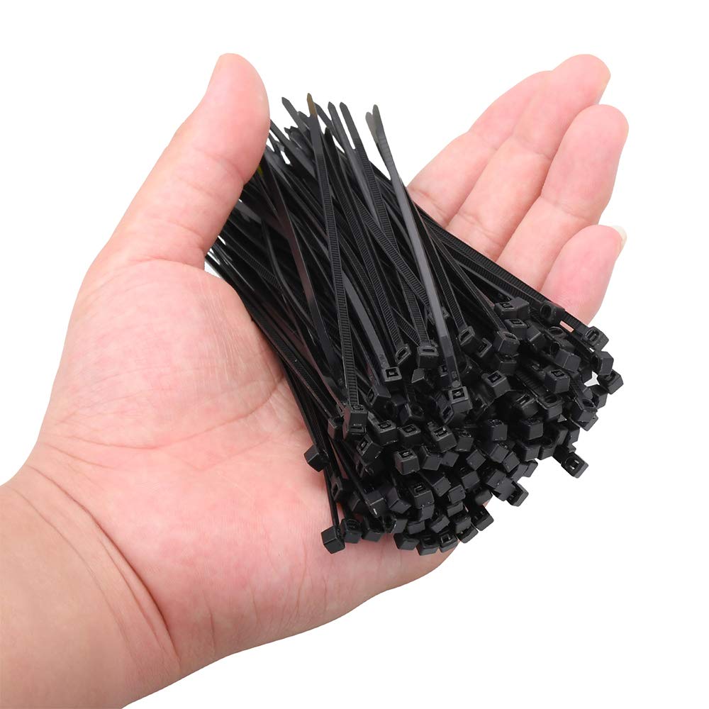 1000PCS Heavy Duty 4-Inch Nylon Self-Locking Cable Ties - 120mm Black Zip Ties for Indoor/Outdoor Use - Perfect for Organizing Wires, Securing Plants & DIY Projects