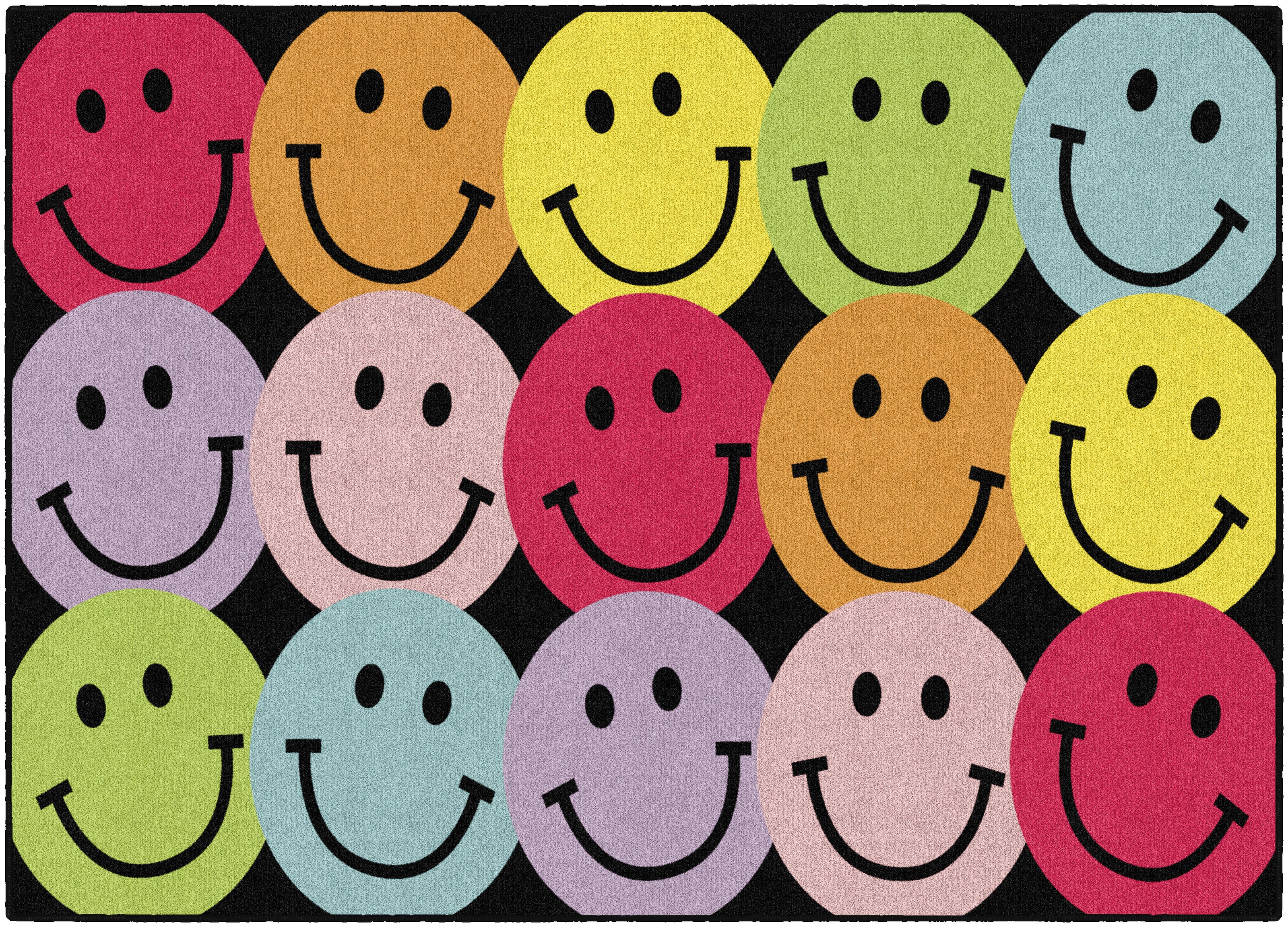 Colorful Rainbow Smiley Face Rug for Kids - Playroom & Classroom Decor - Soft Non-Slip Floor Mat for Nursery, Bedroom, or Dorm